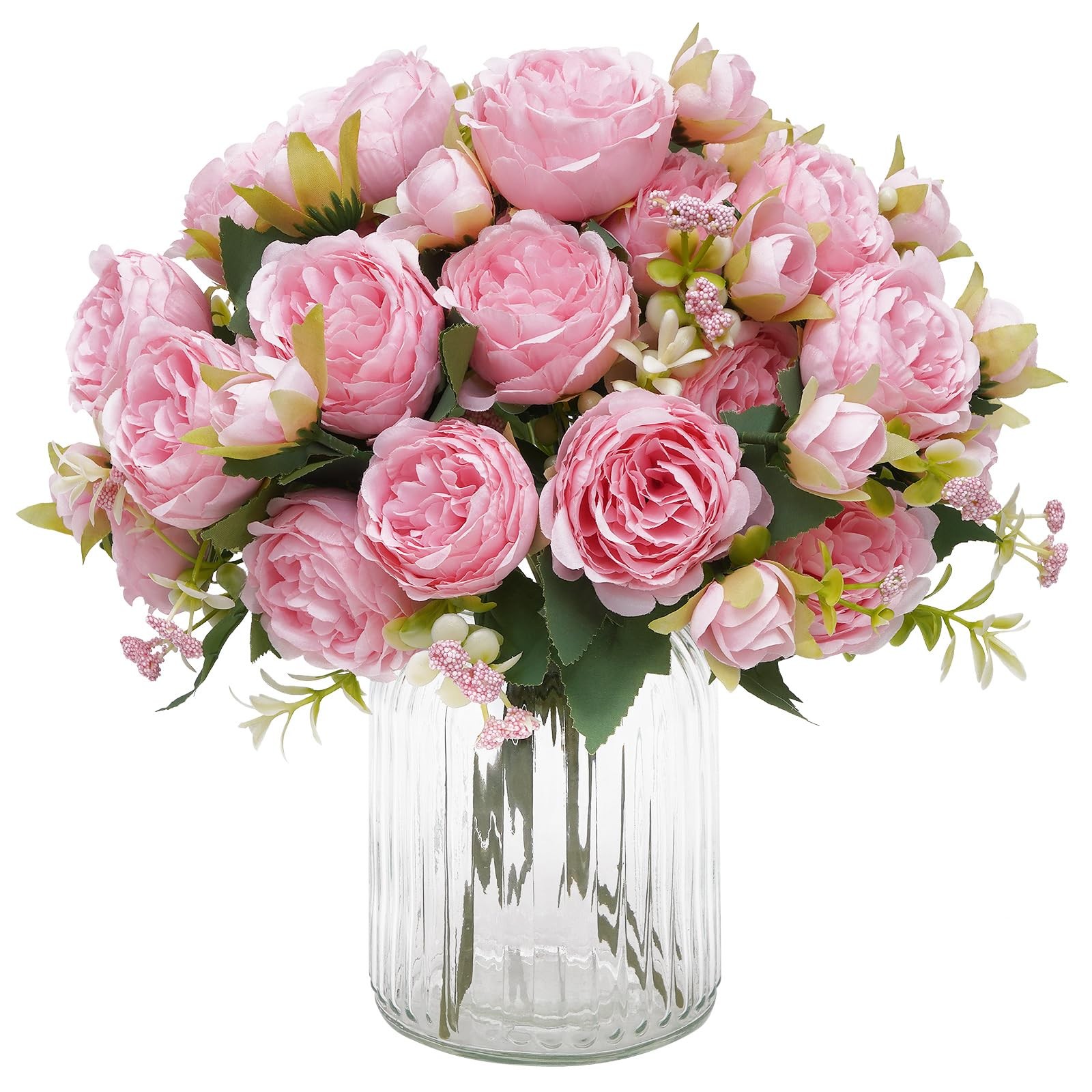 4 Packs Peonies Artificial Flowers, Light Pink Artificial Peonies, Silk Peoni…