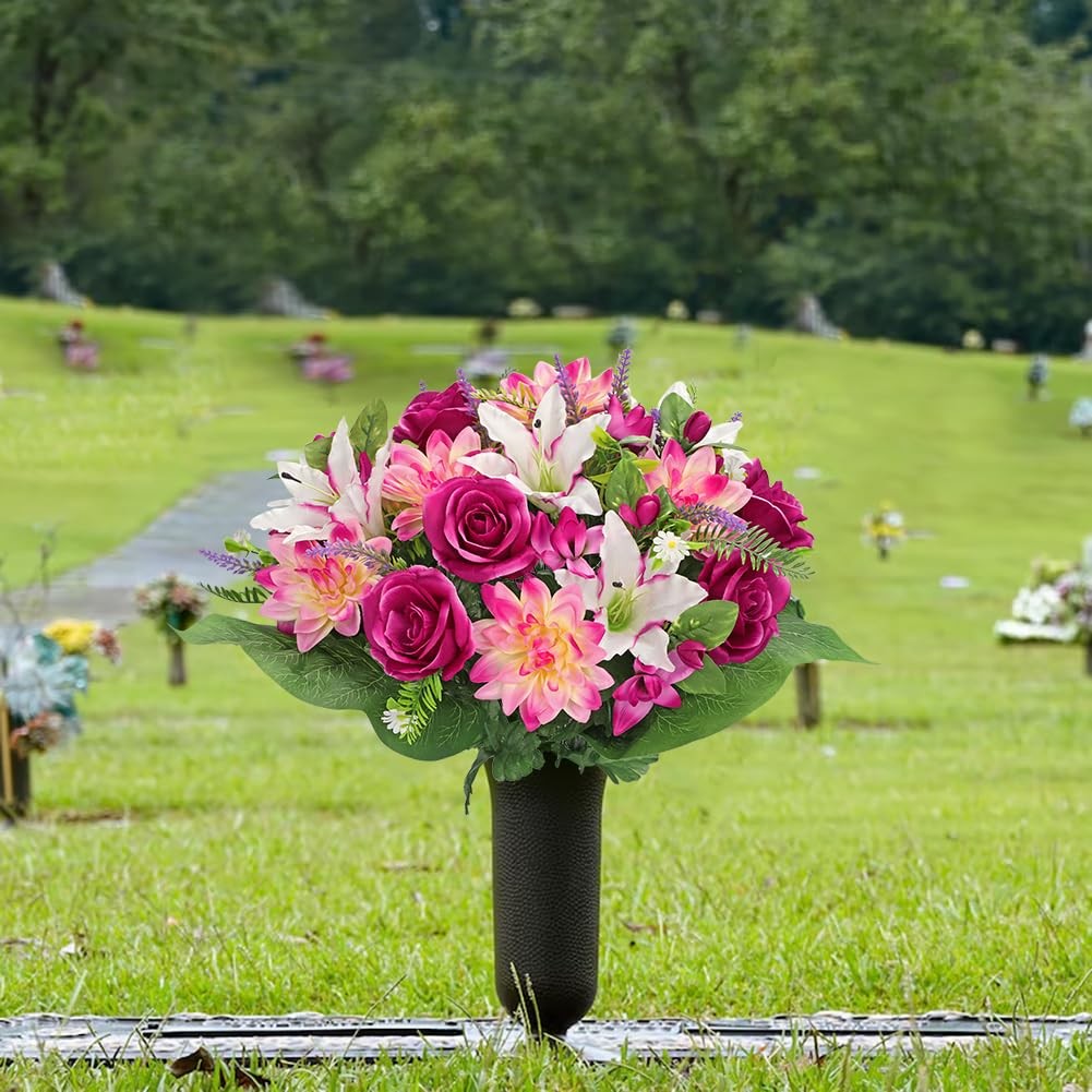 Artificial Flowers for Cemetery, Cemetery Flowers for Grave, Weather Resistan…