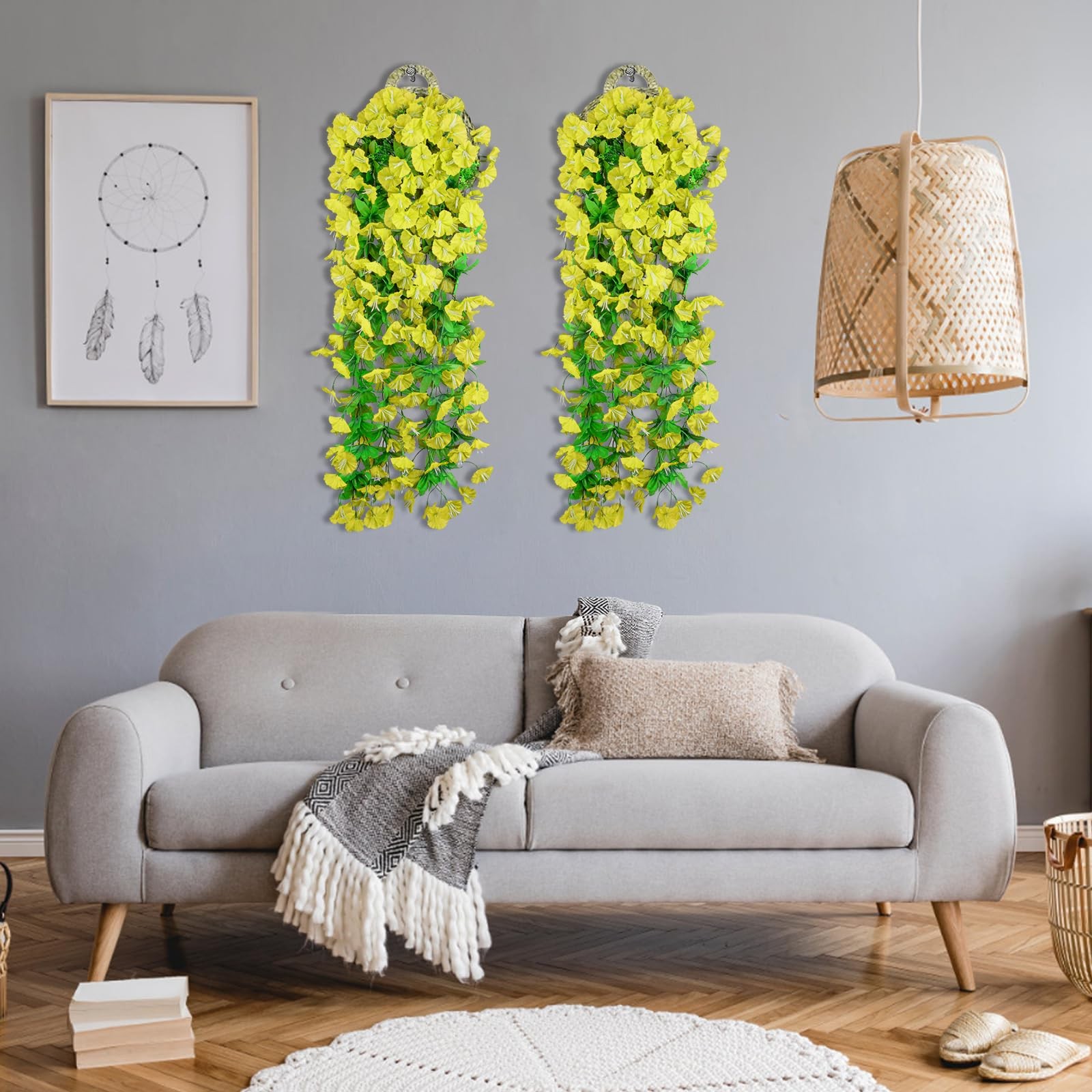 2PCS Artificial Hanging Flowers, UV Resistant Fake Plastic Faux Hanging Plant…