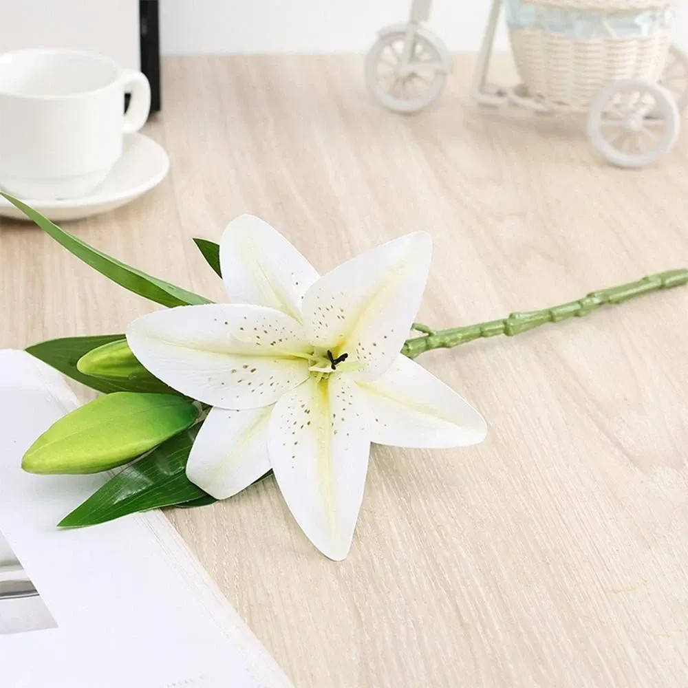 NEW 3D Printed White Lily Artificial Flowers Real Look for Wedding Home Decor