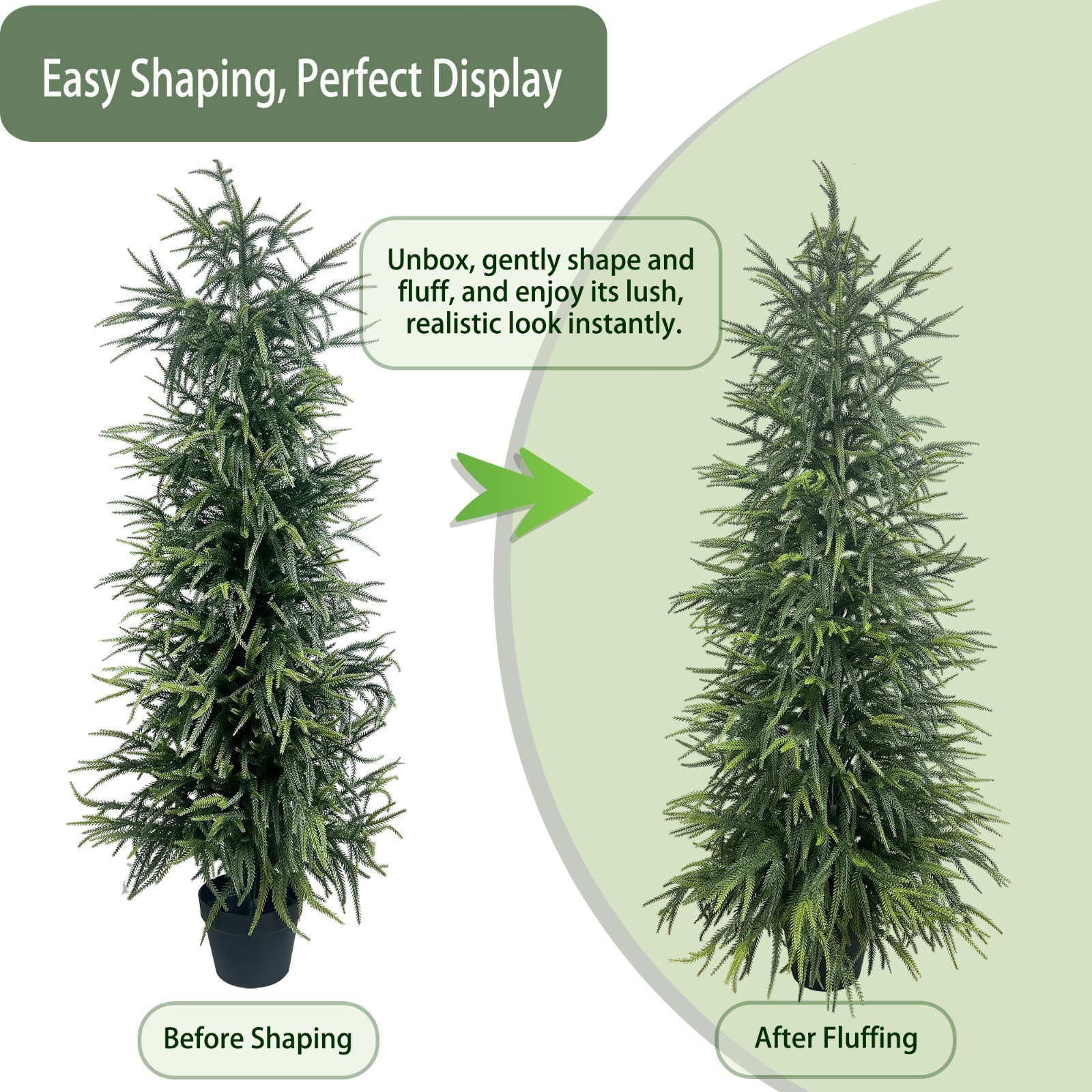 2 Pack 5FT Lifelike Artificial Norfolk Pine Potted Evergreen Plant House Decor