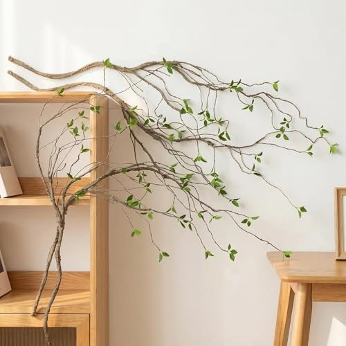 CEGIKMOQ 2 pcs 57 inch Bendable Artificial Branches with Green Leaves Vines F…