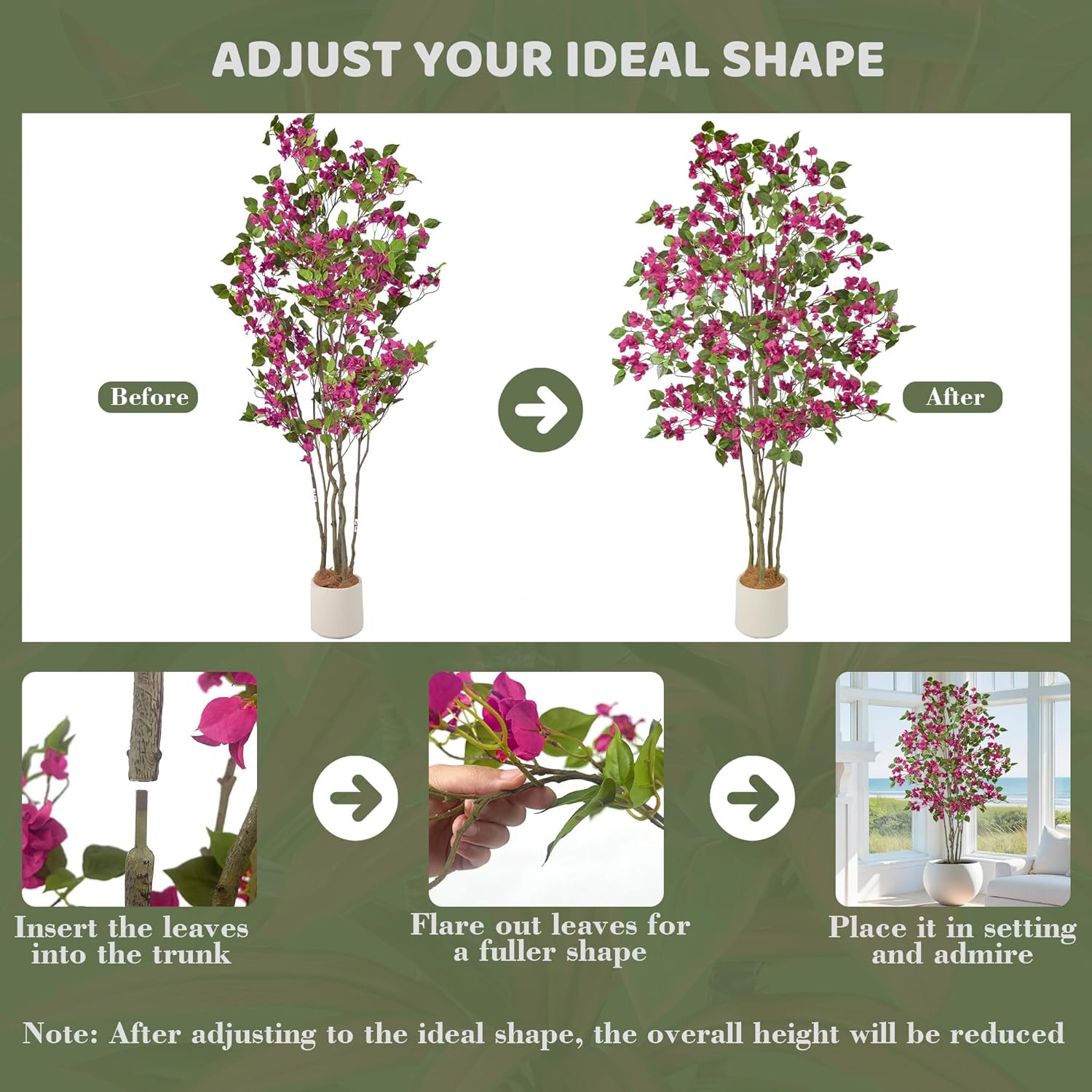 6FT Artificial Purple Bougainvillea Tree with 270 Flowers for Home Decor