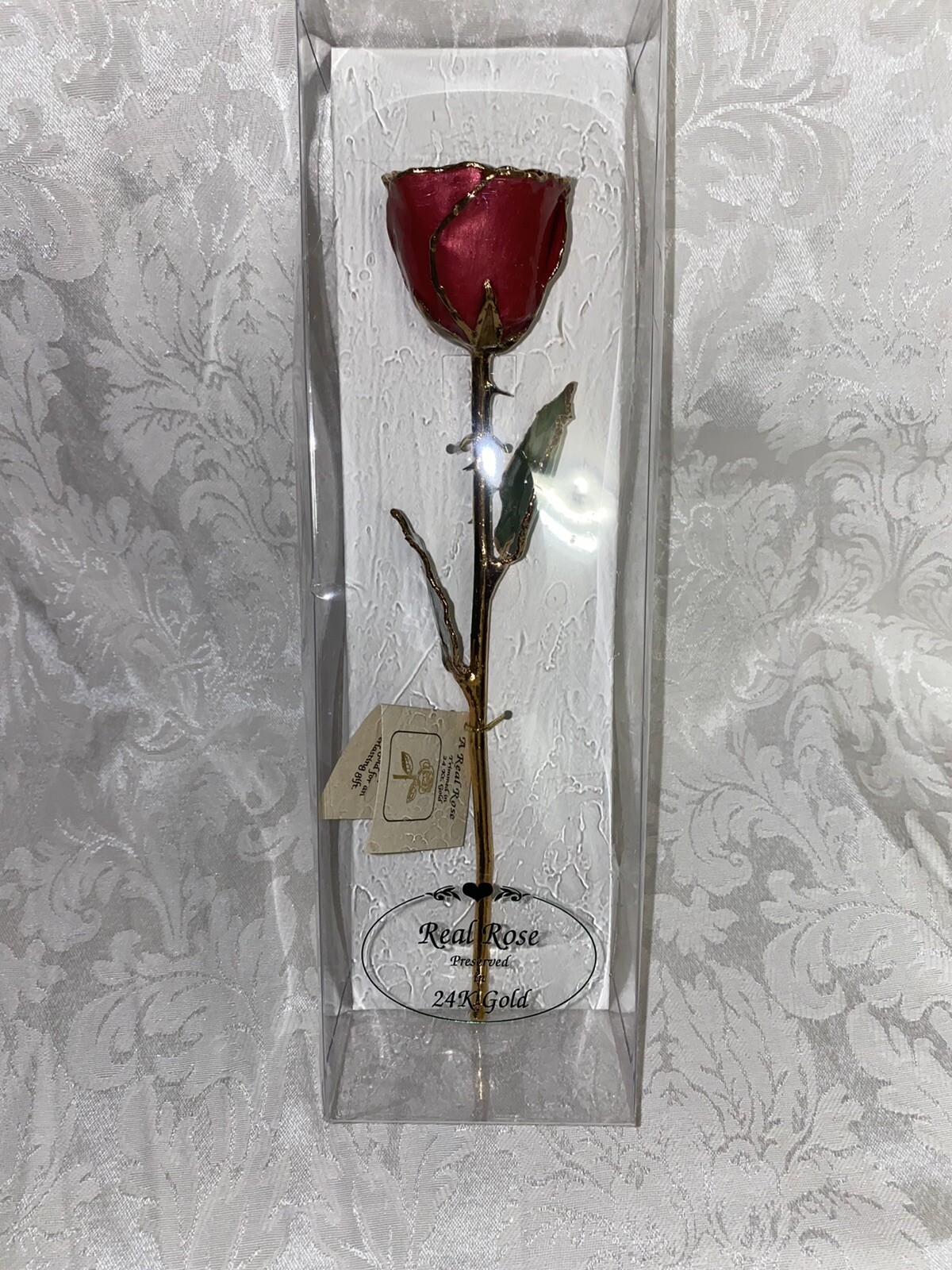 24k Gold Rose Real Red Rose Sealed & Preserved in 24k Gold . Beautiful Piece .