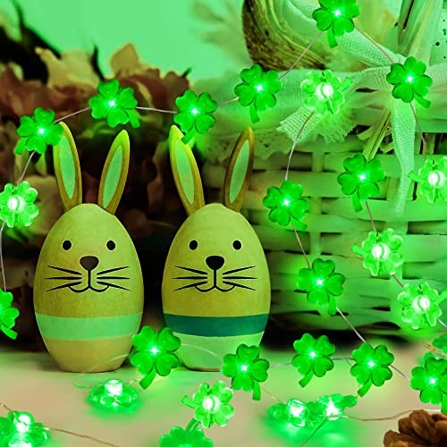 St Patricks Day Decorations 3D13Ft 50LED Shamrock String Light, St Green