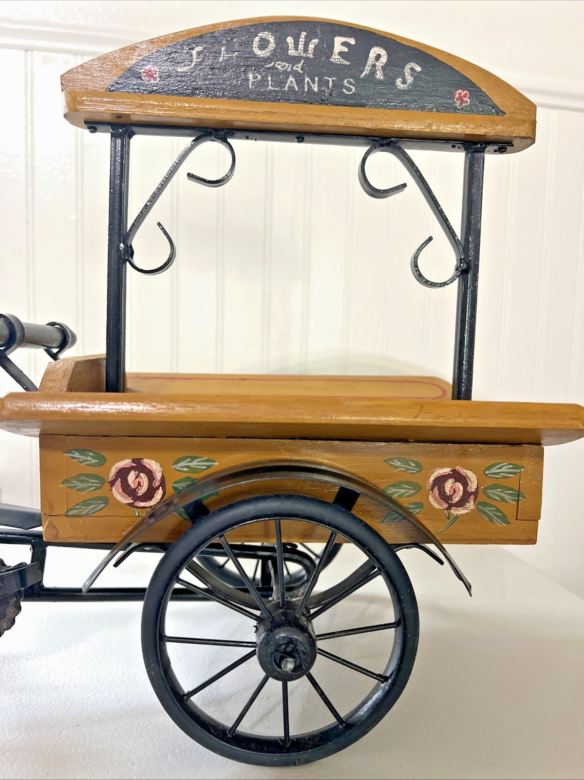 FLOWERS PLANTS CART WITH BICYCLE HOME DECOR DISPLAY VINTAGE STYLE