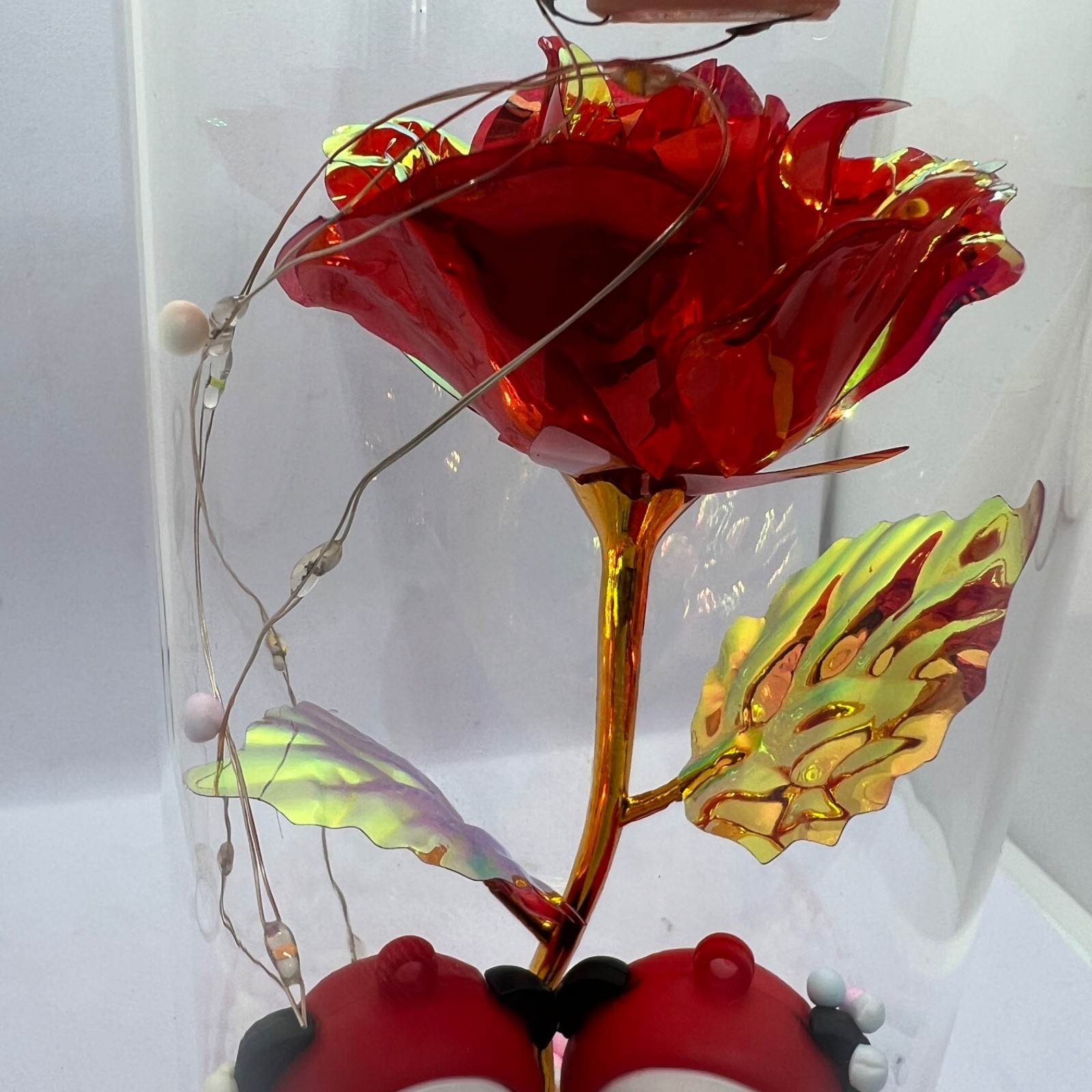LOVE RED ROSE IN DOME LED LIGHT ROMANTIC GIFT FOR LOVED ONES BEST ONE