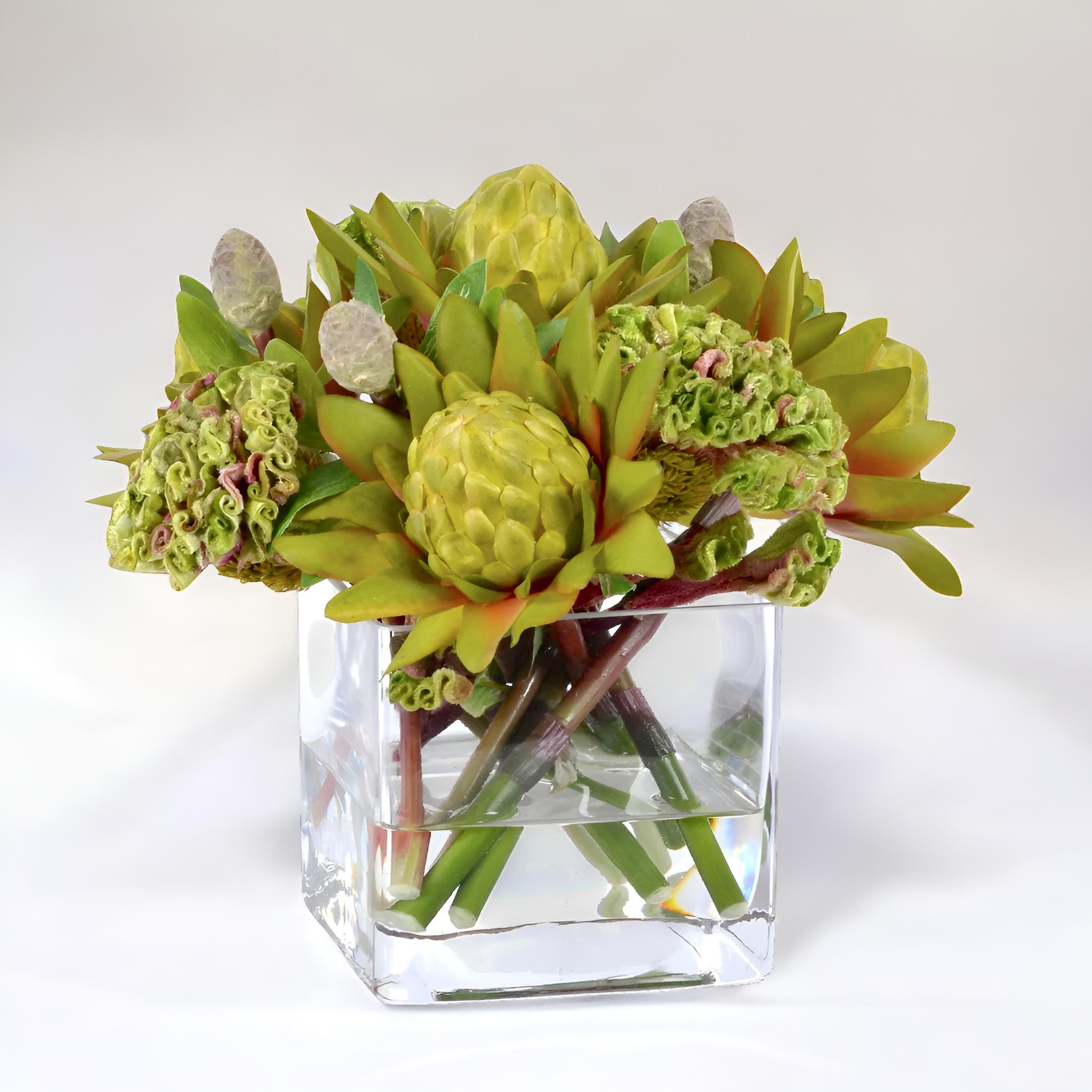 New Luxury Decorative Floral Arrangement with Tropical Green Plants 10″