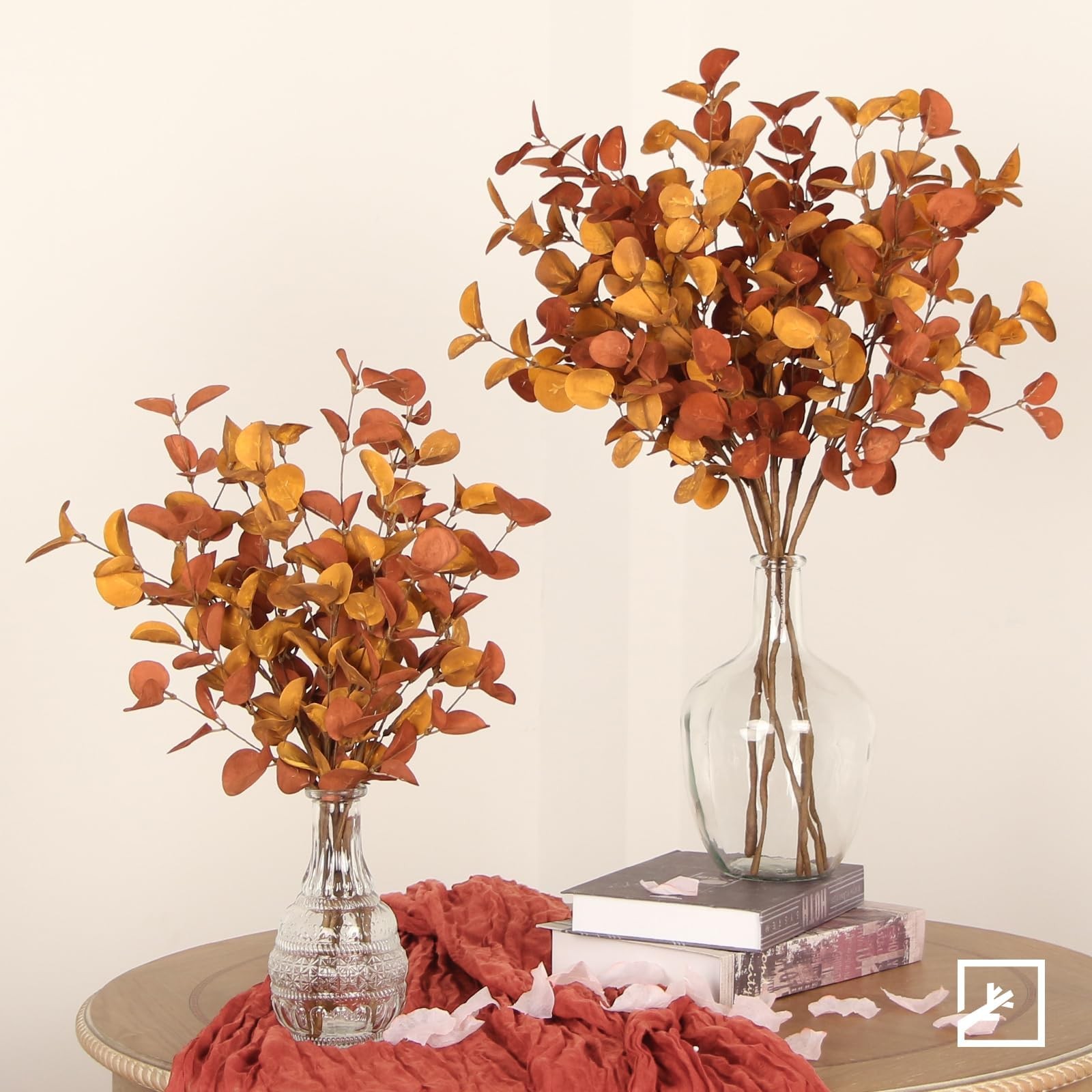 ZIFTY 6 PCS 26.7″ Fall Stems Faux Eucalyptus for Fall Decor Yellow and Brown …