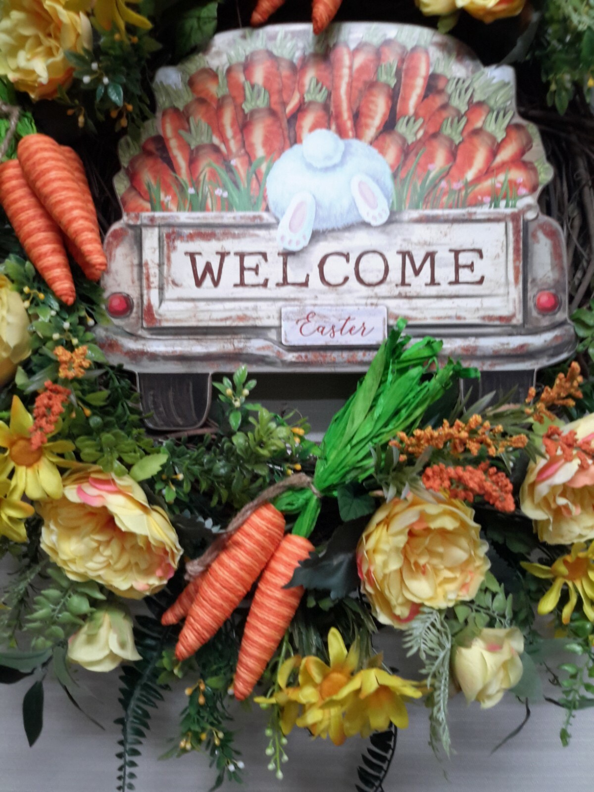 Flower Door Wreath Spring Summer Carrot Vegetable Garden Decor Easter Bunny