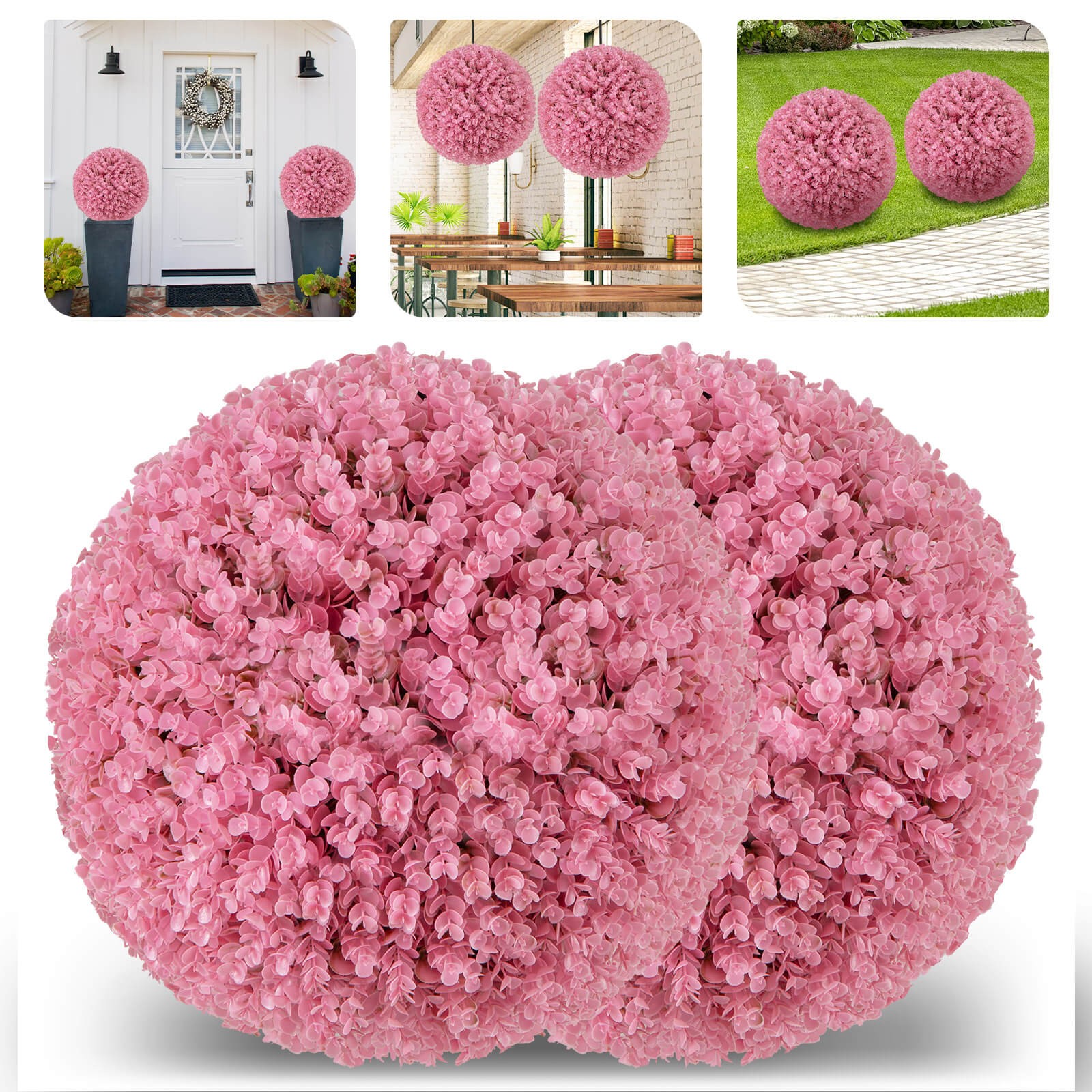 2PCS Artificial Plant Topiary Ball 17.5″ Faux Decorative Balls Indoor Outdoor