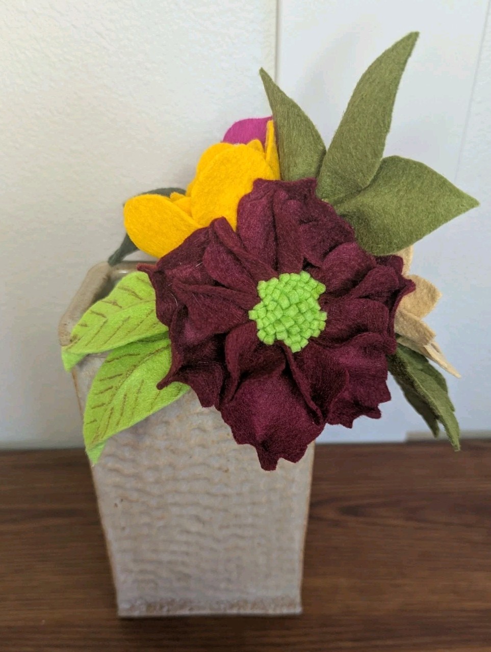 Beautiful Hand Cut Wool Blend Felt Flower Bouquet Gift Wrapped/Great Gift Idea!