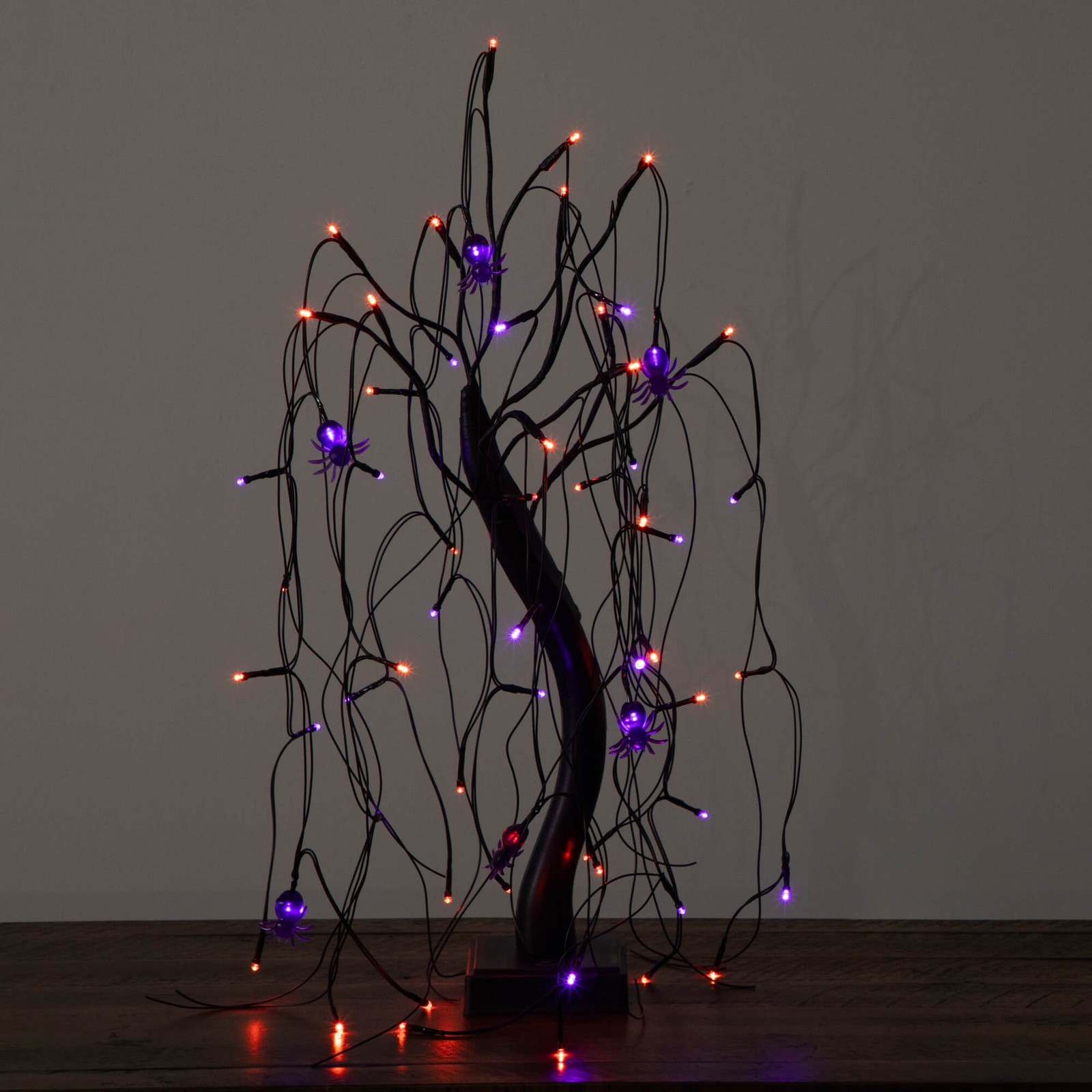 Nearly Natural 2ft Pre-Lit Halloween Black Spooky Spider Willow Tree