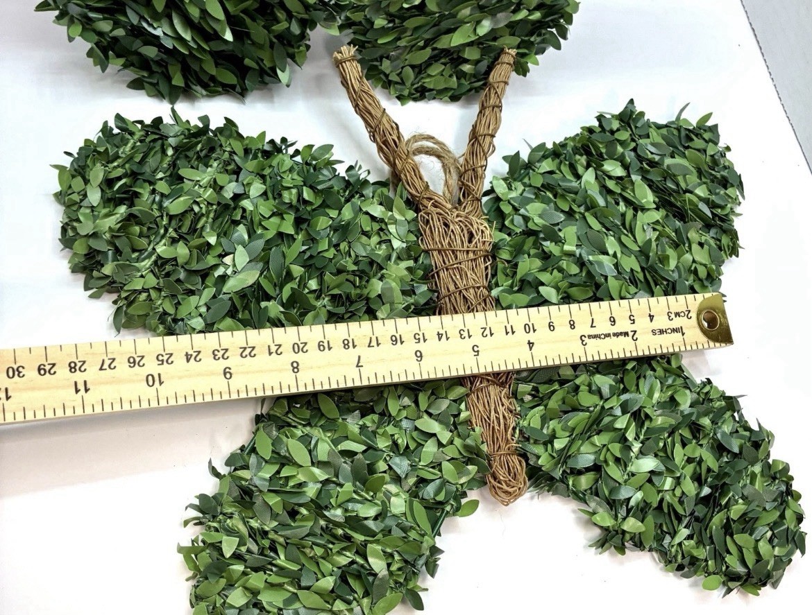 Boxwood Flower And Butterfly Artificial Greenery Wall Decor w/ Twig Accents