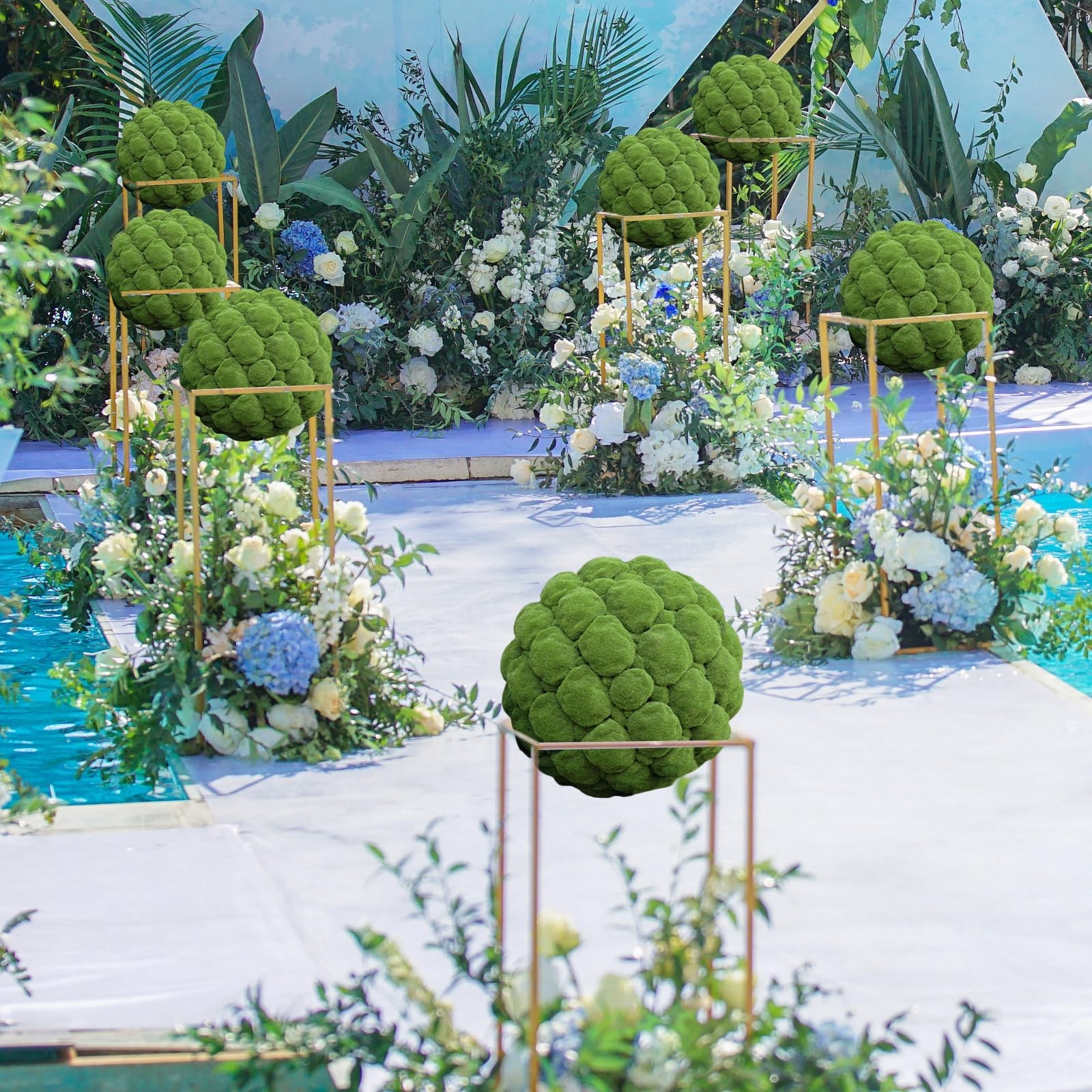 Artificial Plant Topiary Ball Support Rack 6-Pack Plastic Faux Greenery Flowe…