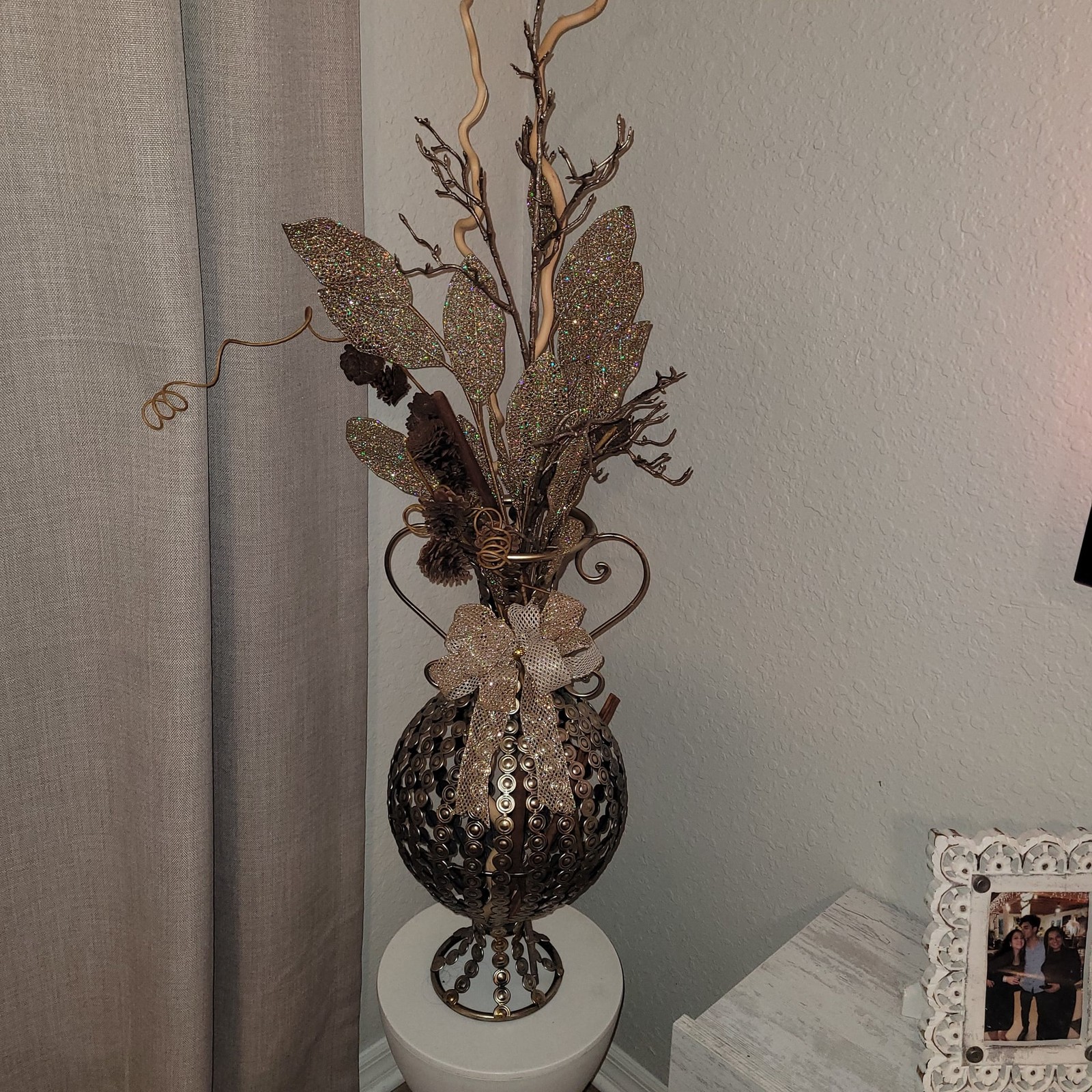 Lighted Floral Arrangement with Brown Willow Branches