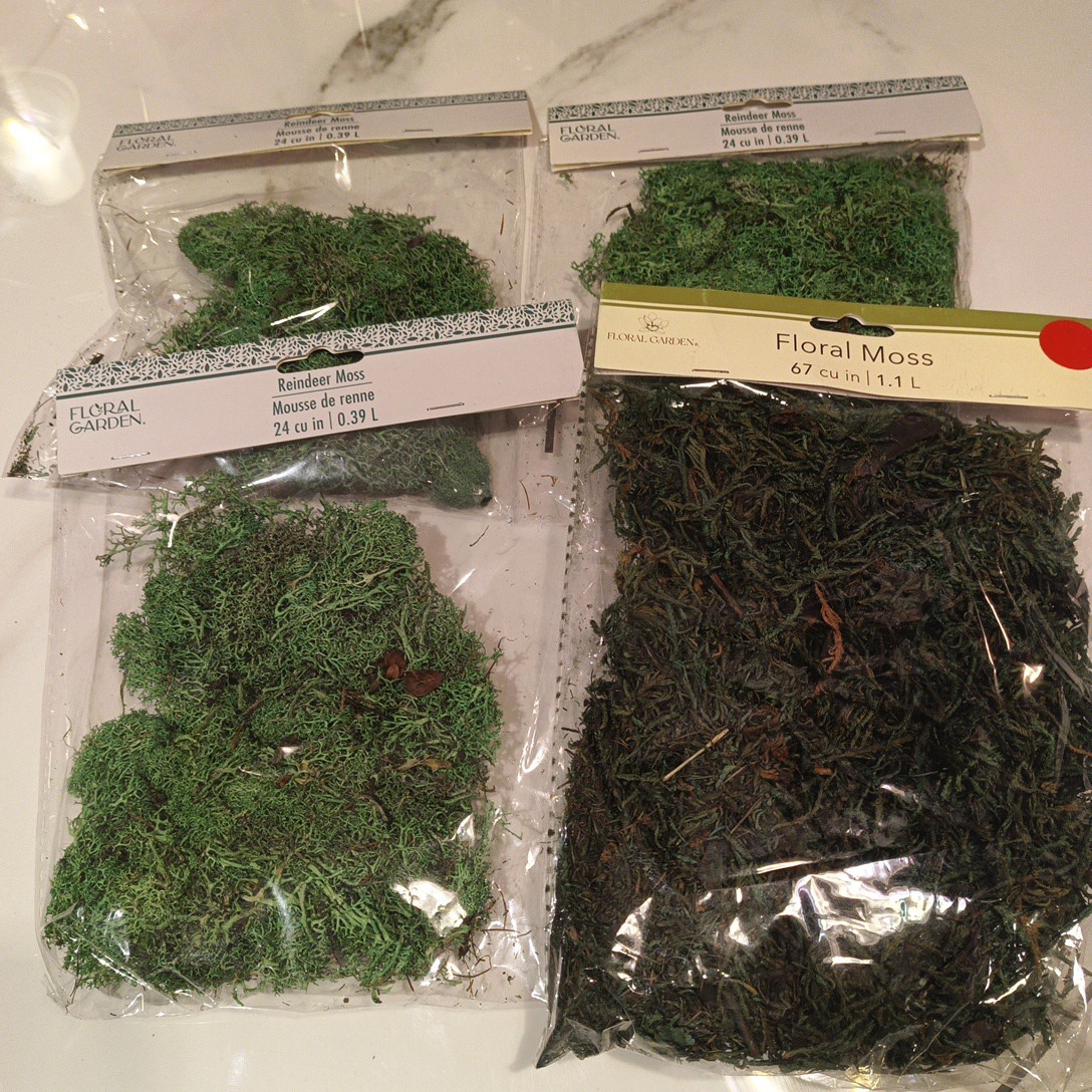 FLORAL GARDEN LOT – 1 -Floral Moss – 67 Cu. In. and 3 Reindeer Moss 24 Cu. In.
