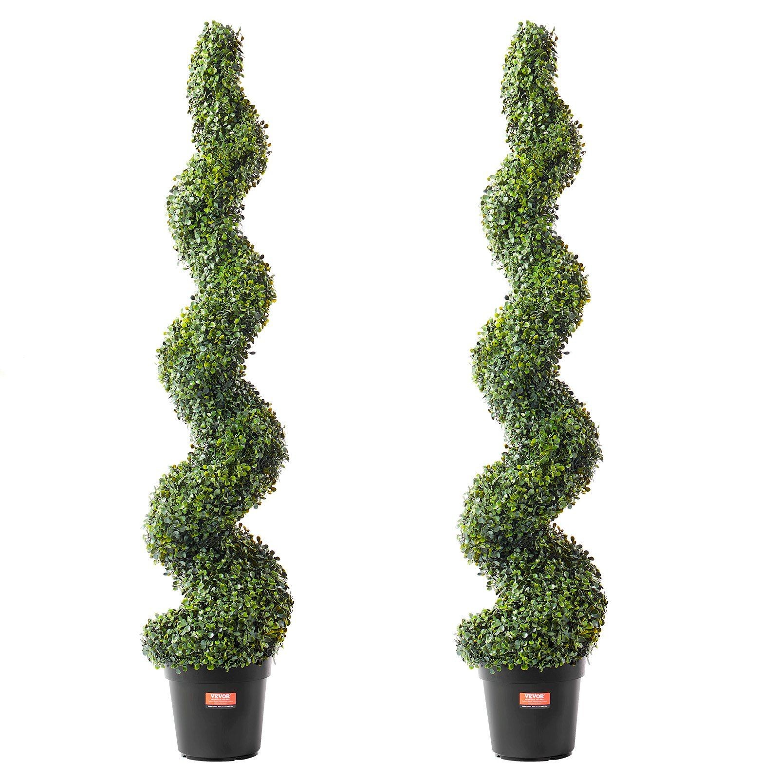 2Pack 5ft Synthetic Boxwood Spiral Topiary Fade Resistant Decoration
