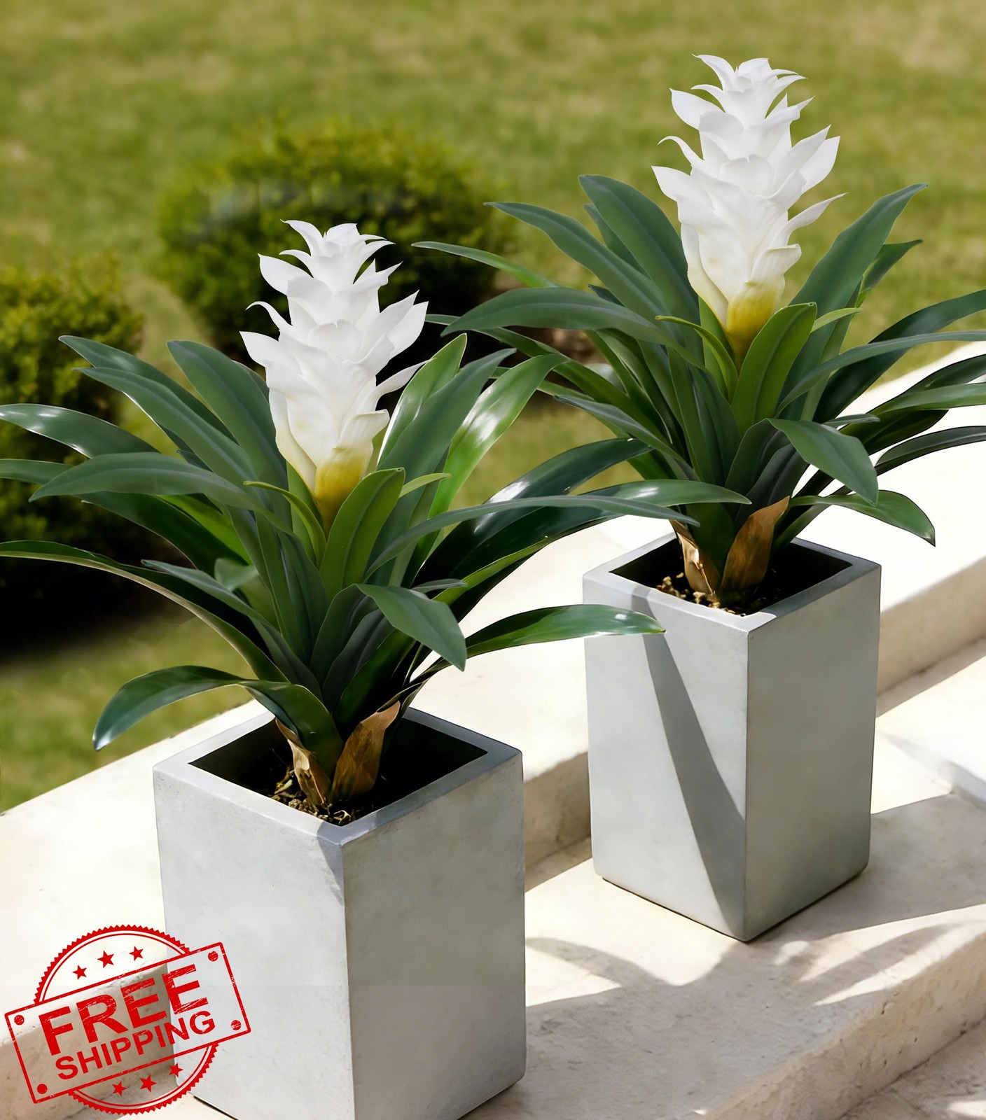 Ivydale Fake Flowers Bromeliad White 16.93″ 2 Pcs