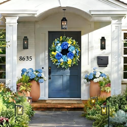 26 Inch Spring Wreaths for Front Door Outside Large 26 Inch Hydrangea Wreath