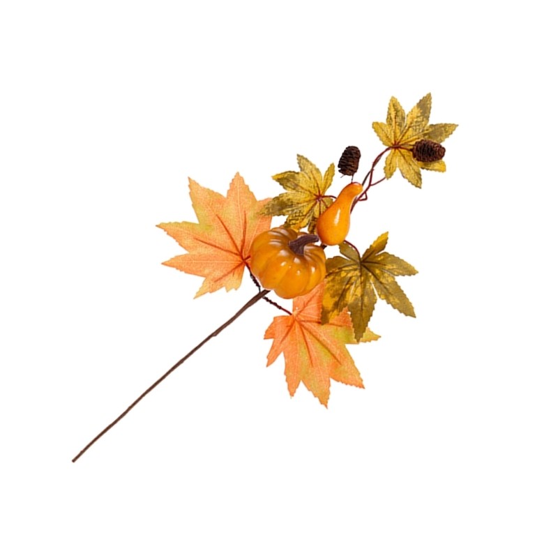 2pcs Thanksgiving Harvest Display Craft Supplies Artificial Maple Leaves Branch