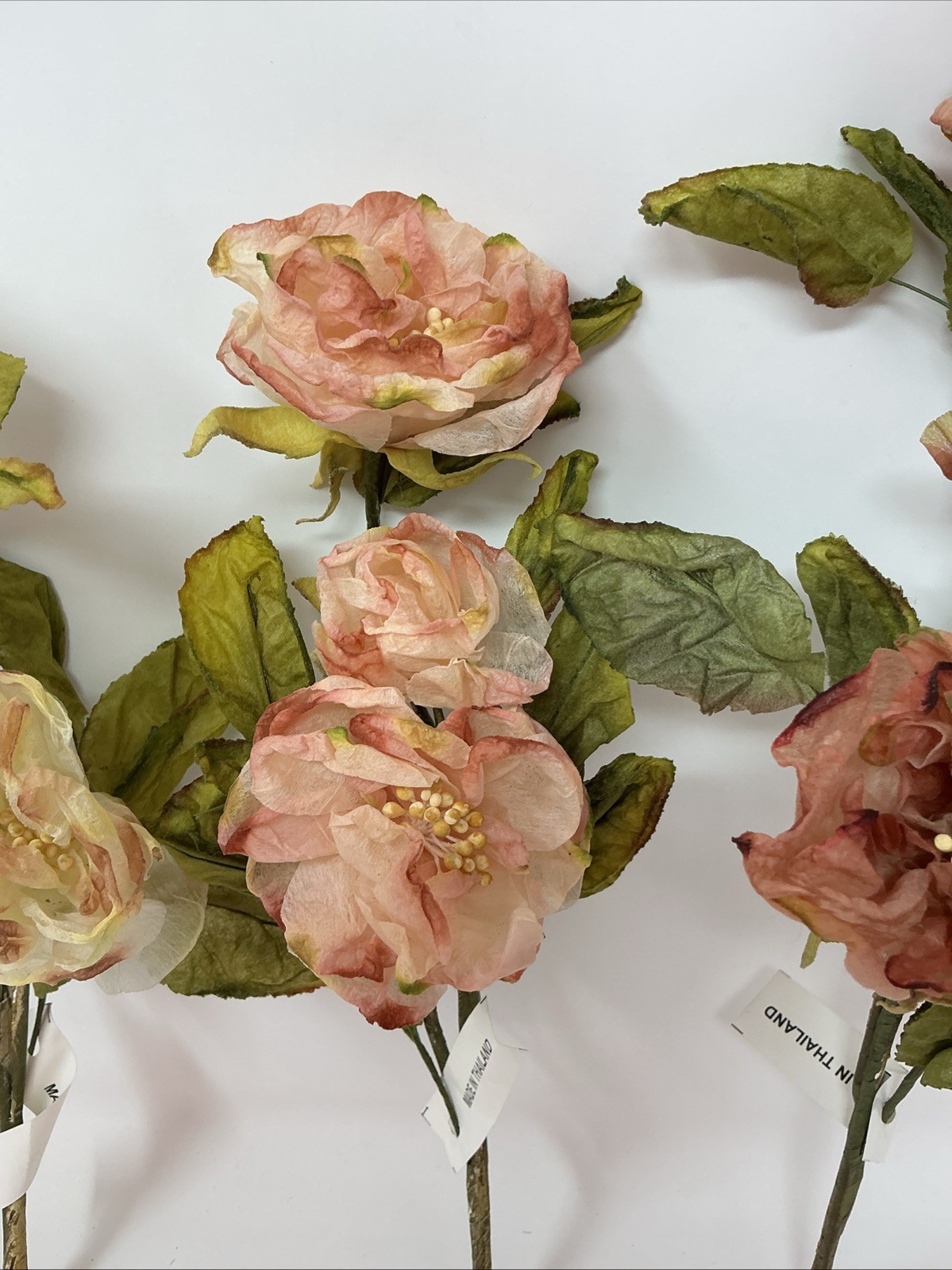 Artificial Silk Roses 22” Ombre Of Pink 2 Roses 1 Bud Per Pick 4 Picks NOS