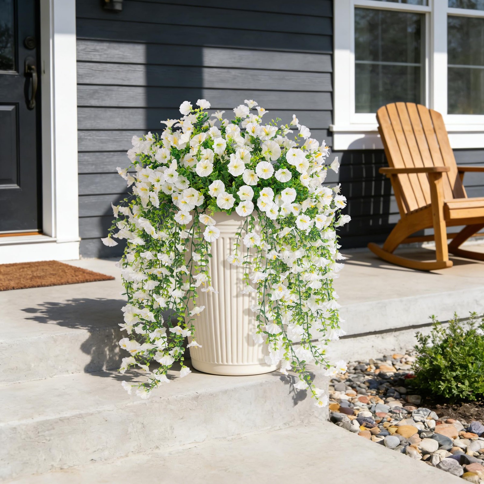 Fake Artificial Hanging Morning Glory Flowers for Outdoor Planters Porch Pati…