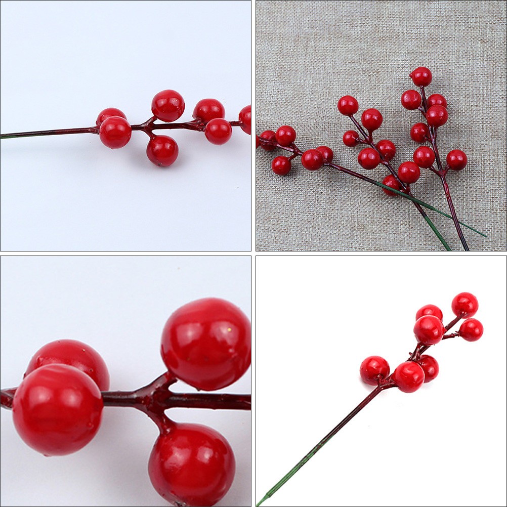 20 Pcs Creative Artificial Berries Simulation Picks Red Berry Adornments Xmas