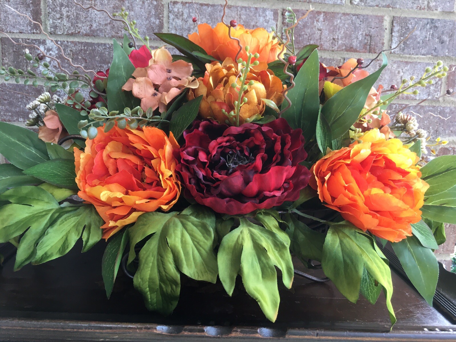 Year Round Floral Arrangement Burgundy And Orange Centerpiece Fall Centerpiece