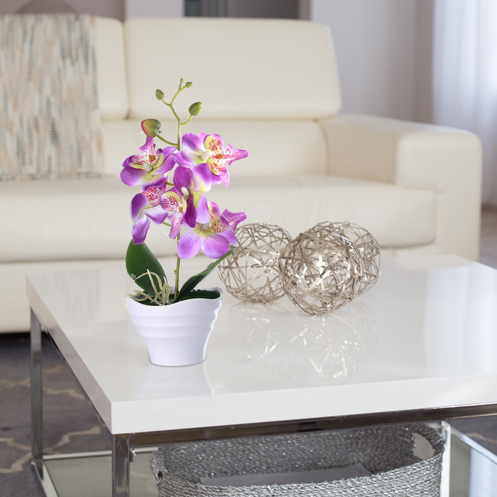 Artificial Butterfly Orchid Flower Plants In Pot Fake Home Wedding Party Decor