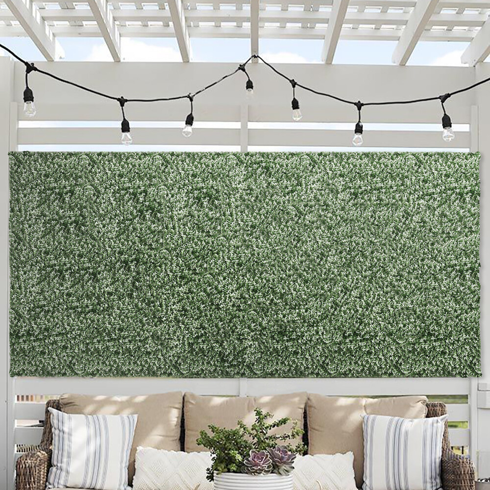 20″x20″ Artificial Faux Greenery White Buxus Fence Screen Wall Decor Panel