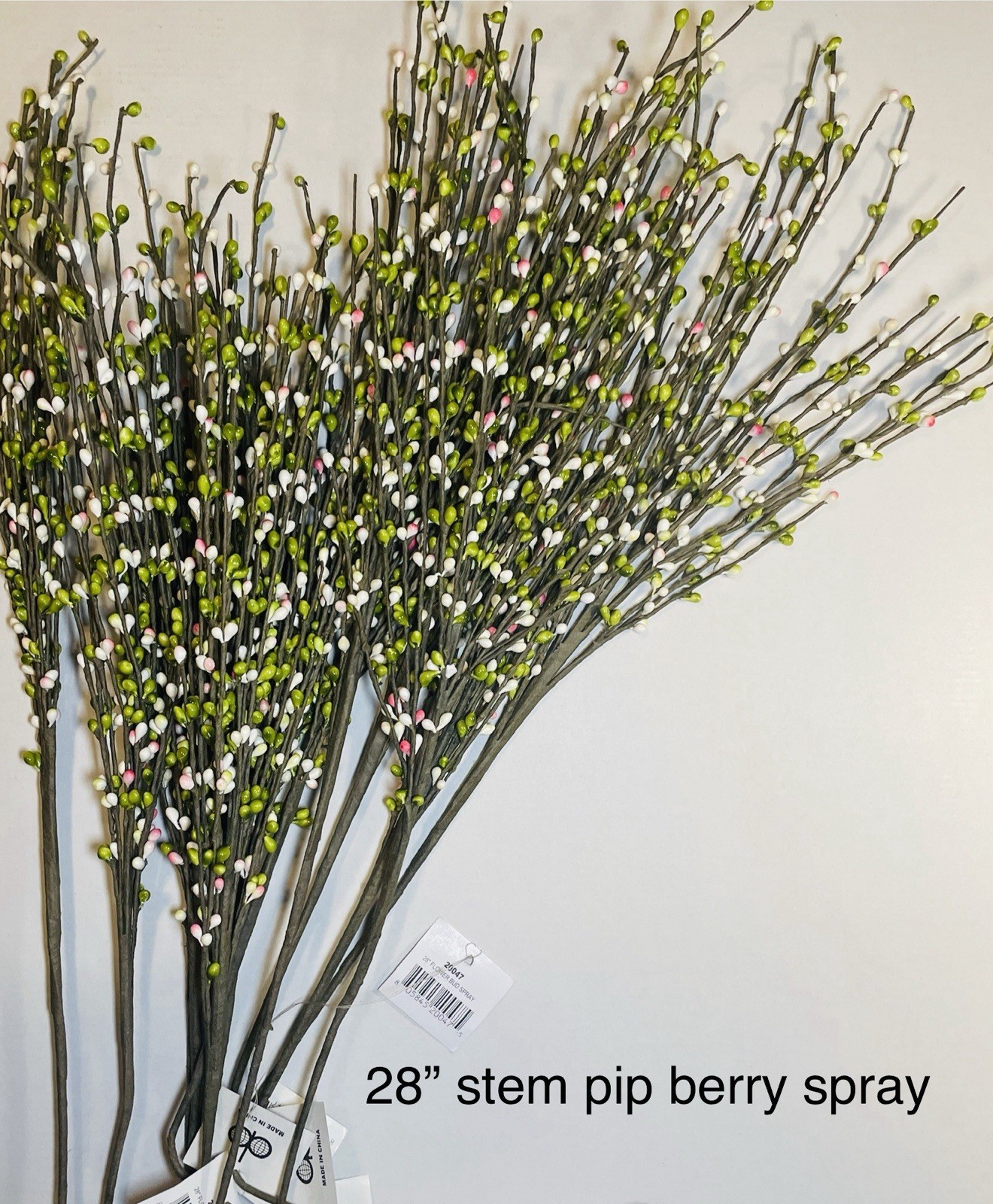 Pip Berry Spray For Floral Arrangements Green With White Pink 28” Stem Lot of 12