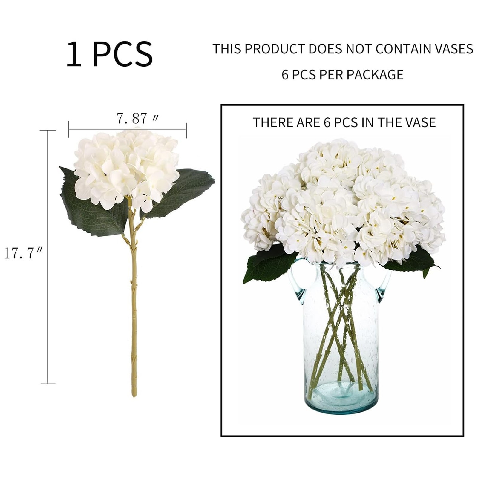 6 Pcs Artificial Silk Hydrangea Flowers Bouquet Arrangement White/pink/green