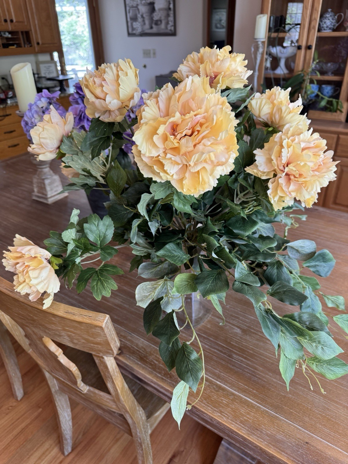 New Indoor/ Outdoor Yellow Peony Deluxe Urn Filler by Valerie
