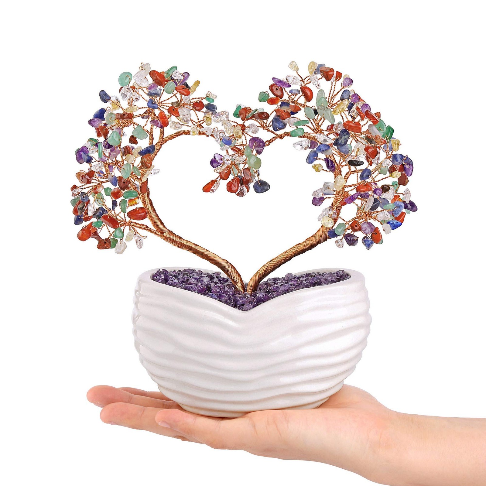 7 Chakra Healing Crystal Heart Money Tree Healing Gemstone Bonsai for Wedding…