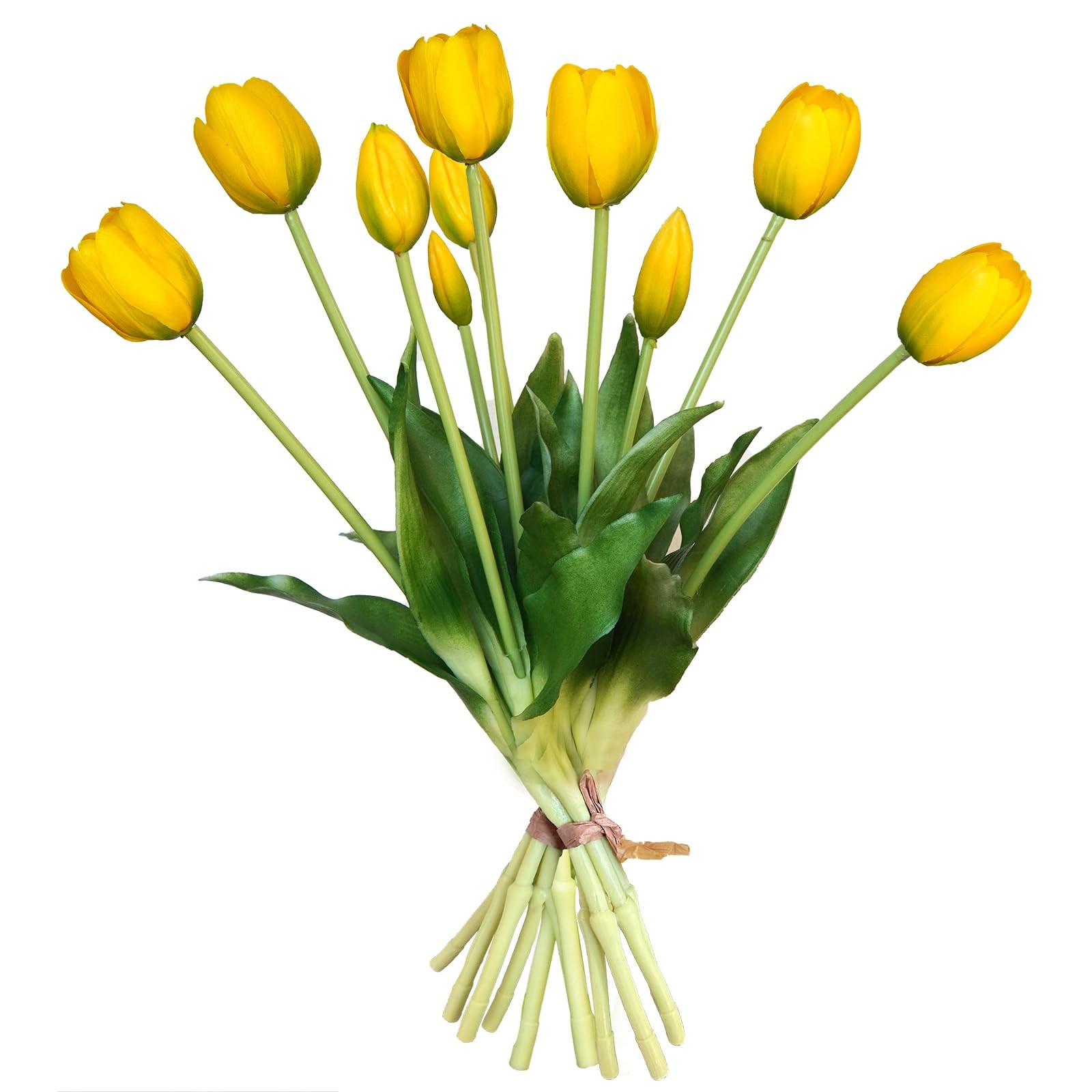 10 PCS Fake Tulips Artificial Flowers Real Touch Bouquet Wedding Yellow