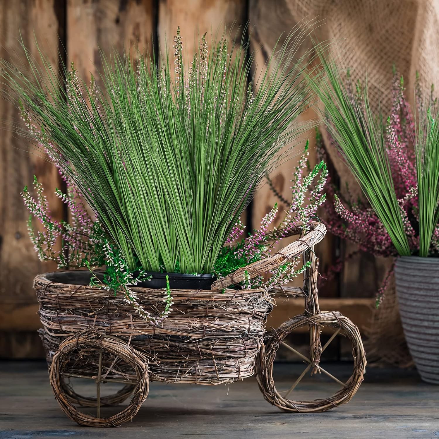 48 Pcs 33 Inch Faux Grasses for Outdoor Planters UV Resistant Fake Tall Grass
