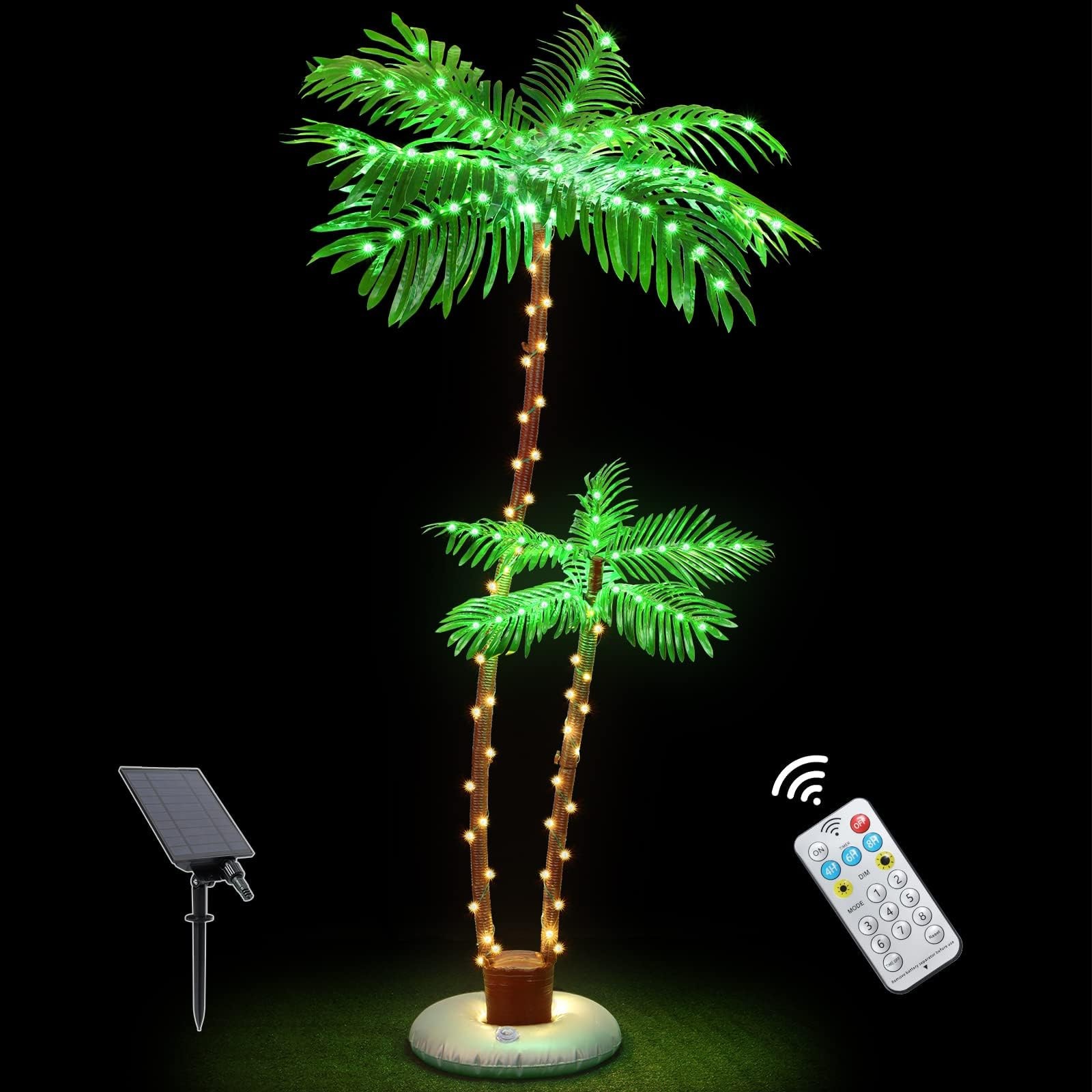 OUSHENG Solar Lighted Palm Trees for Outside Patio, Bar Pool Deck Outdoor Dec…