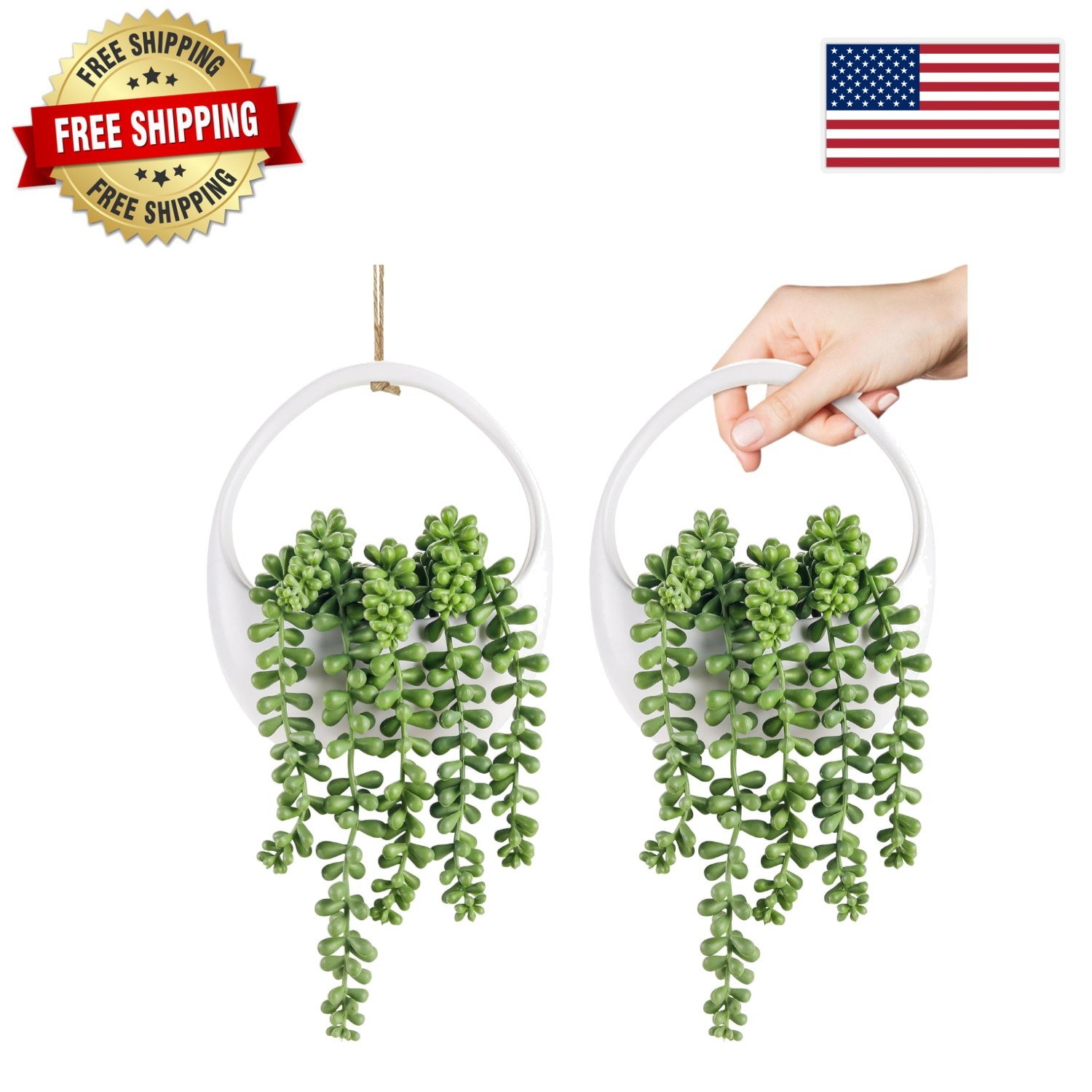 Realistic 2-Pack String of Pearls Fake Plants – Stylish Home & Office Decor