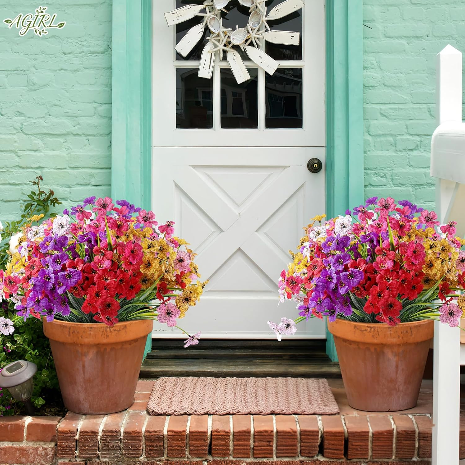 24 Bundles Artificial Flowers for Outdoor,Fake Flowers No Fade Plastic Faux Plan