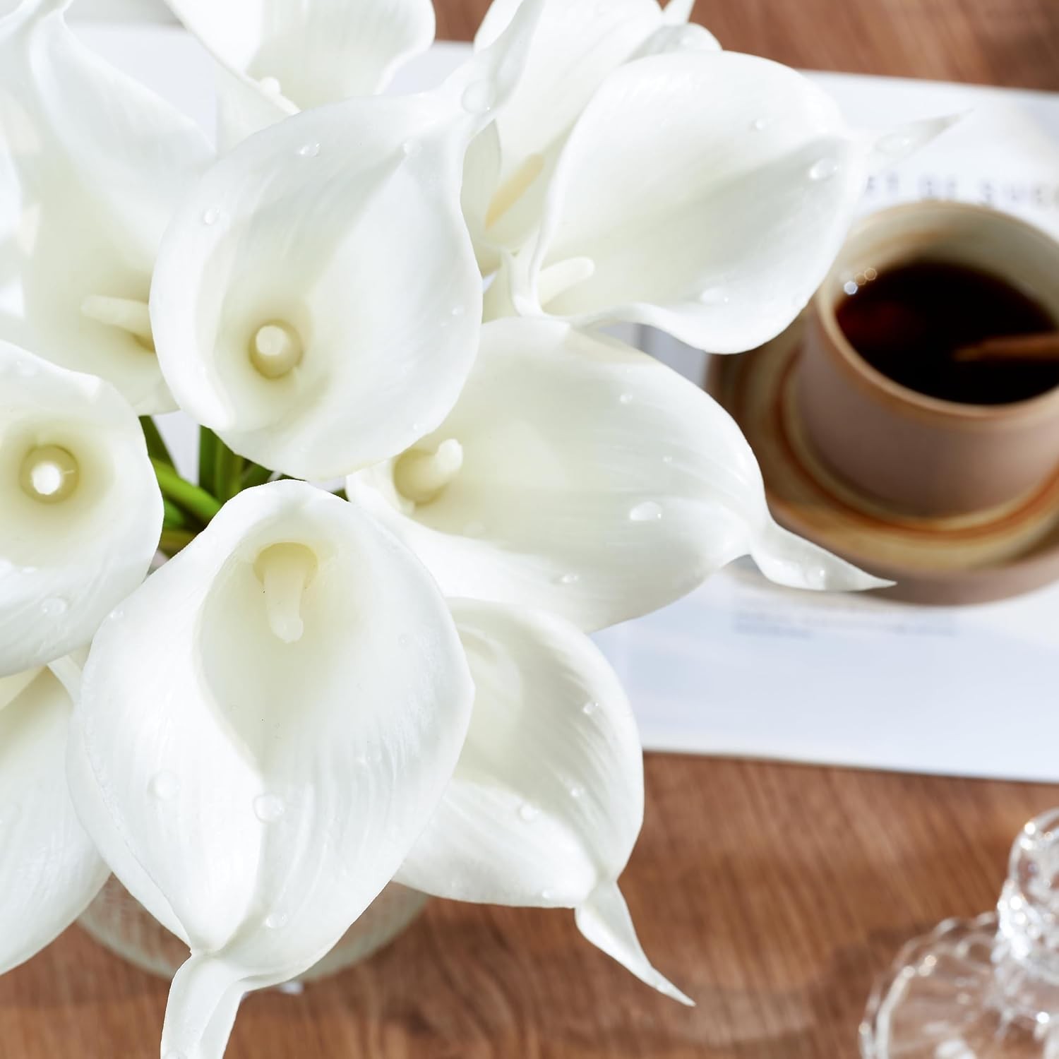 12Pcs White Calla Lily Artificial Flowers for Wedding Bouquet | Faux Real Touch