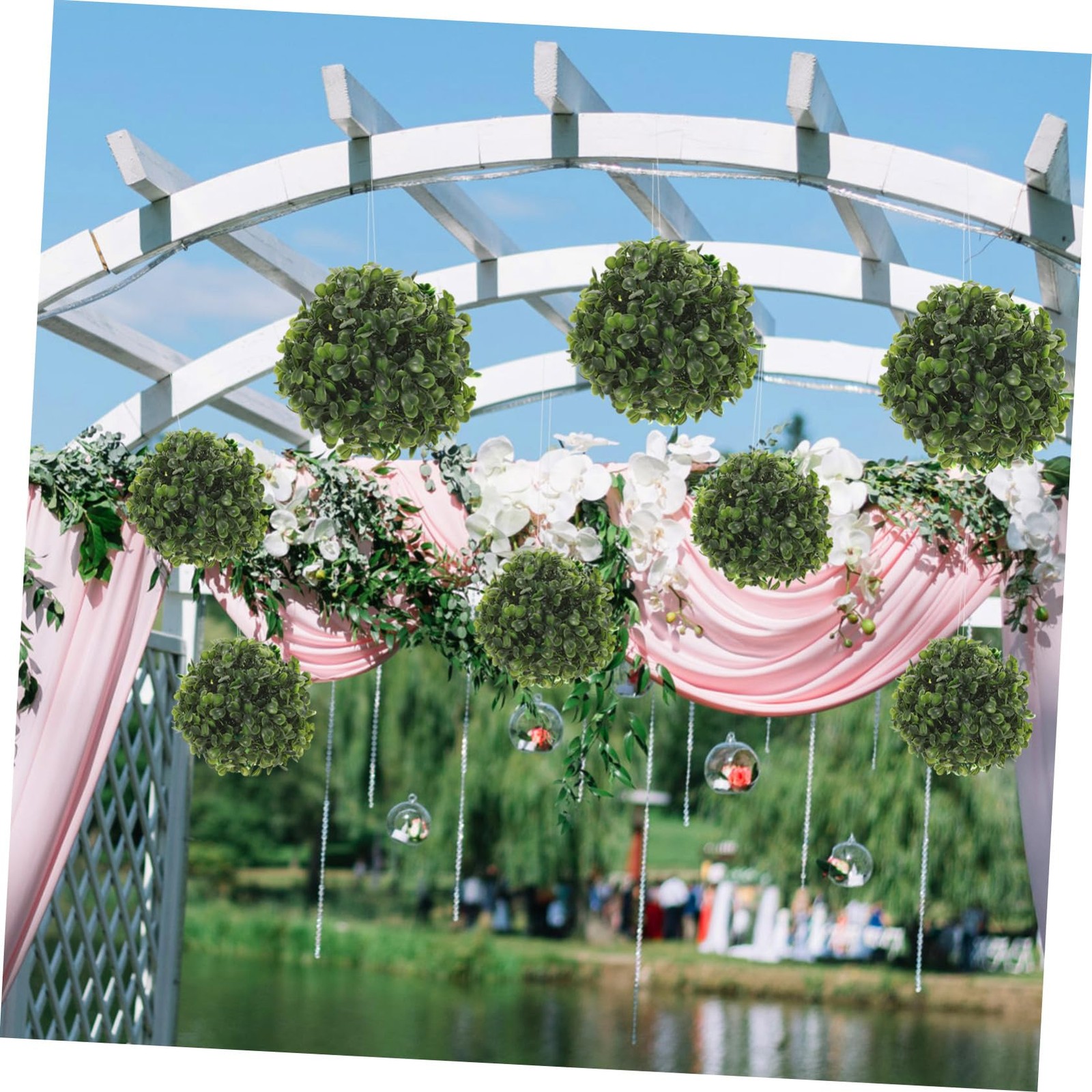 8 Pcs Decorative Hanging Simulated Grass Balls For Party Ceiling Decor