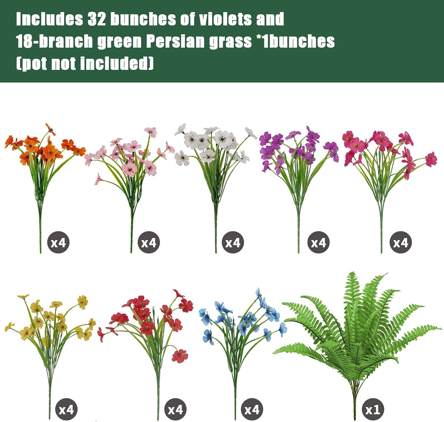 UV Resistant Artificial Flowers – 33 Pcs Waterproof Outdoor Decor for Garden & P
