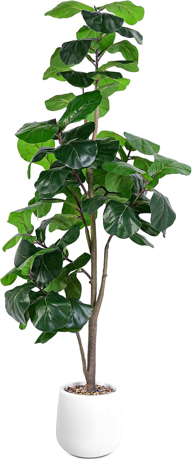 7Ft Artificial Fiddle Leaf Fig Tree Faux Plant Fake Ficus Lyrata White Planter