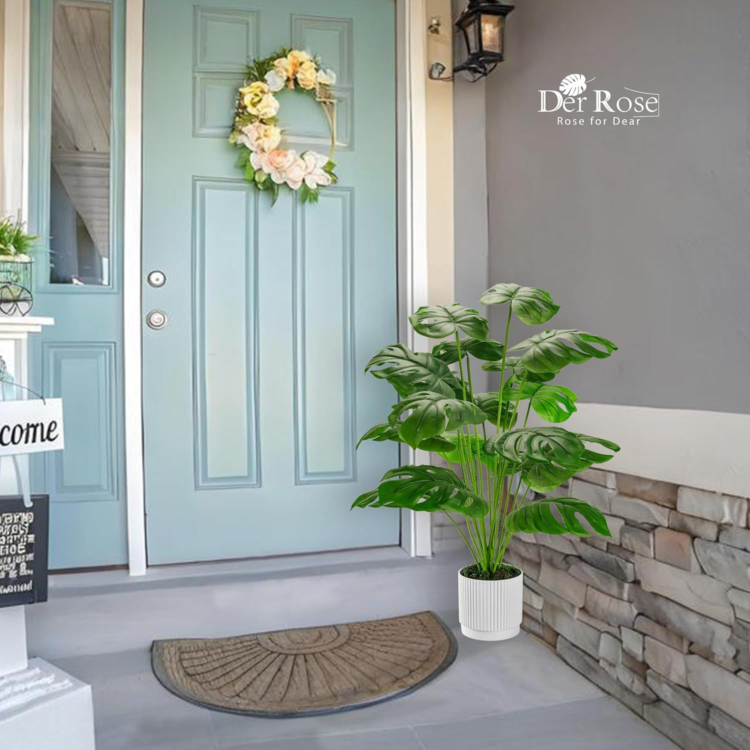 28″ Fake Plants Large Artificial Monstera Faux Potted Plants Indoor Tall for …