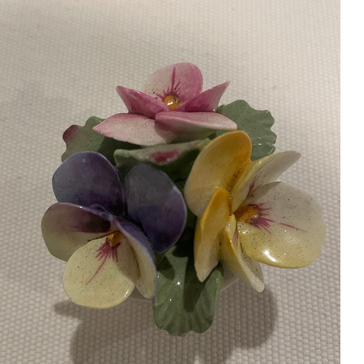 2 Aynsley Fine Bone China Hand Molded/Painted Pansies