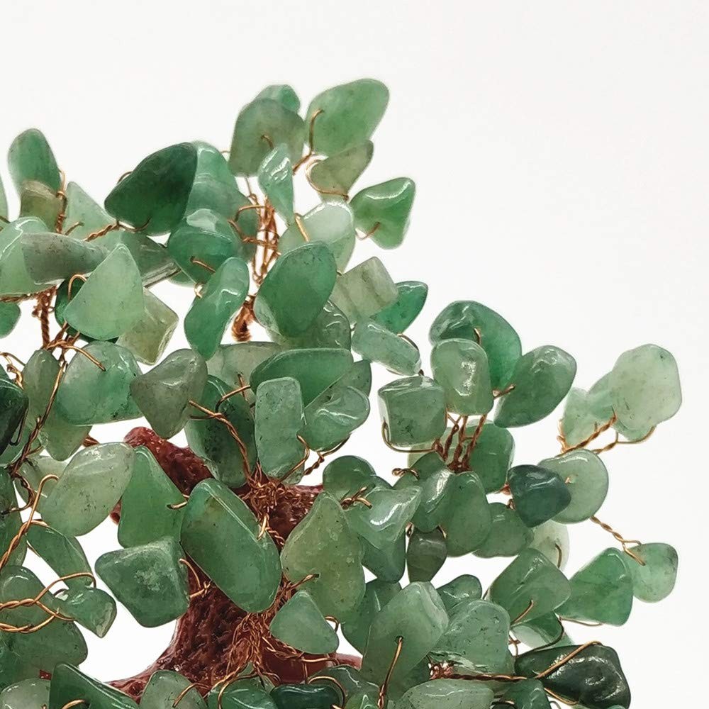 7 Inch Green Quartz Crystal Money Tree Bonsai Feng Shui Gem Decoration Luck