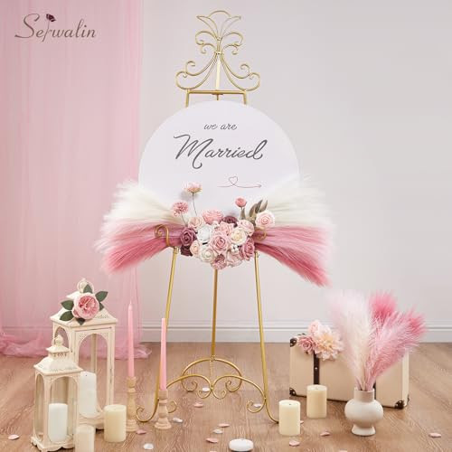 Pampas Grass Pink Decor 17.7 Inch 6pcs, 17 Inch 6 Pcs A Blush & Cream & Pink