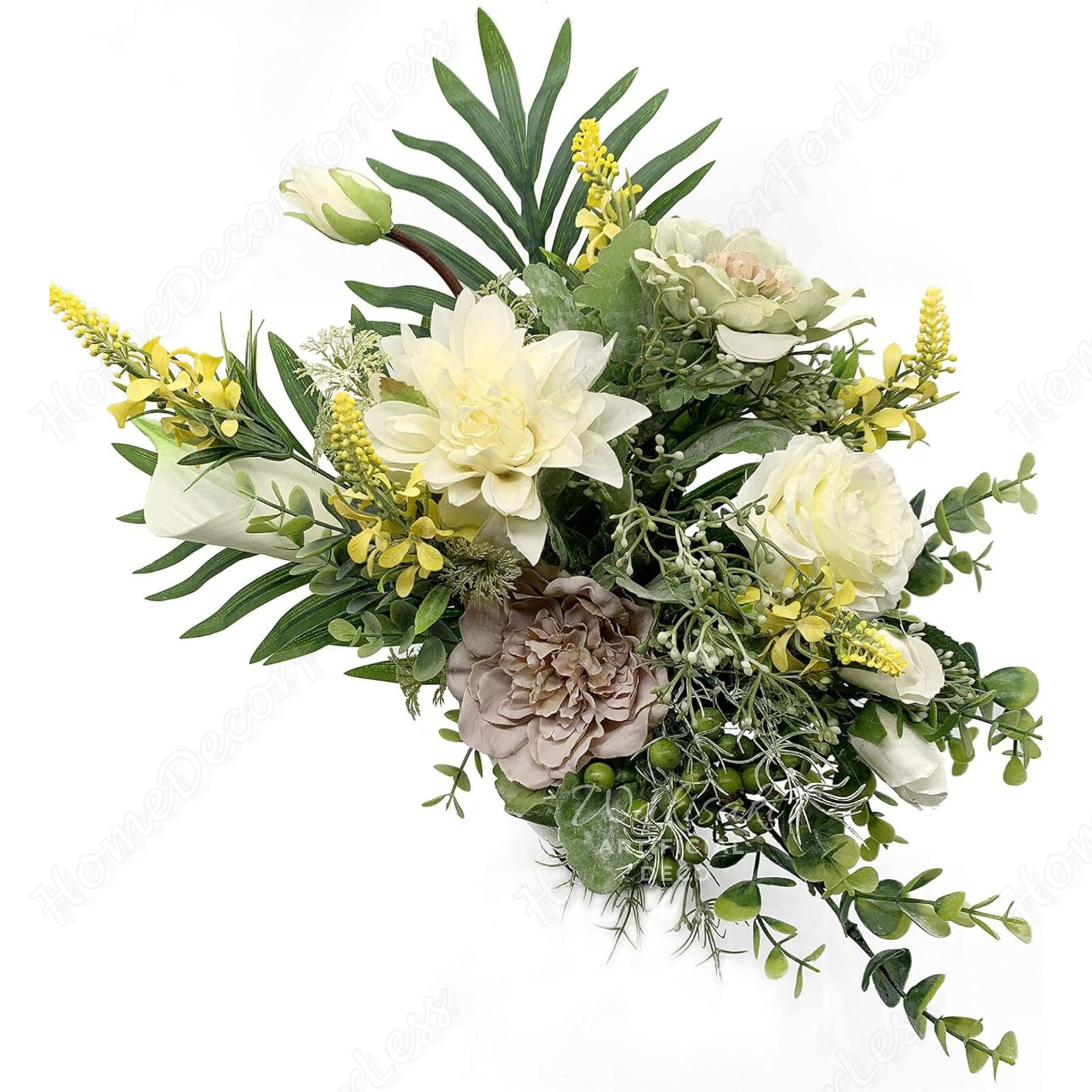 Artificial Floral Flower Arrangement in Ceramic Vase Centerpiece Home Decor