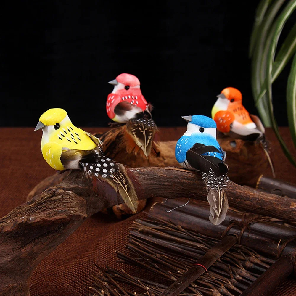 6Pcs Artificial Birds Fake Foam Animal Simulation Feather Birds Models DIY.